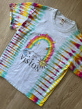 LARGE Men’s Manifest Your Vision Handmade Tie Dye T-Shirt | One-Of-a-Kind White and Pastel Multicolored Short Sleeve