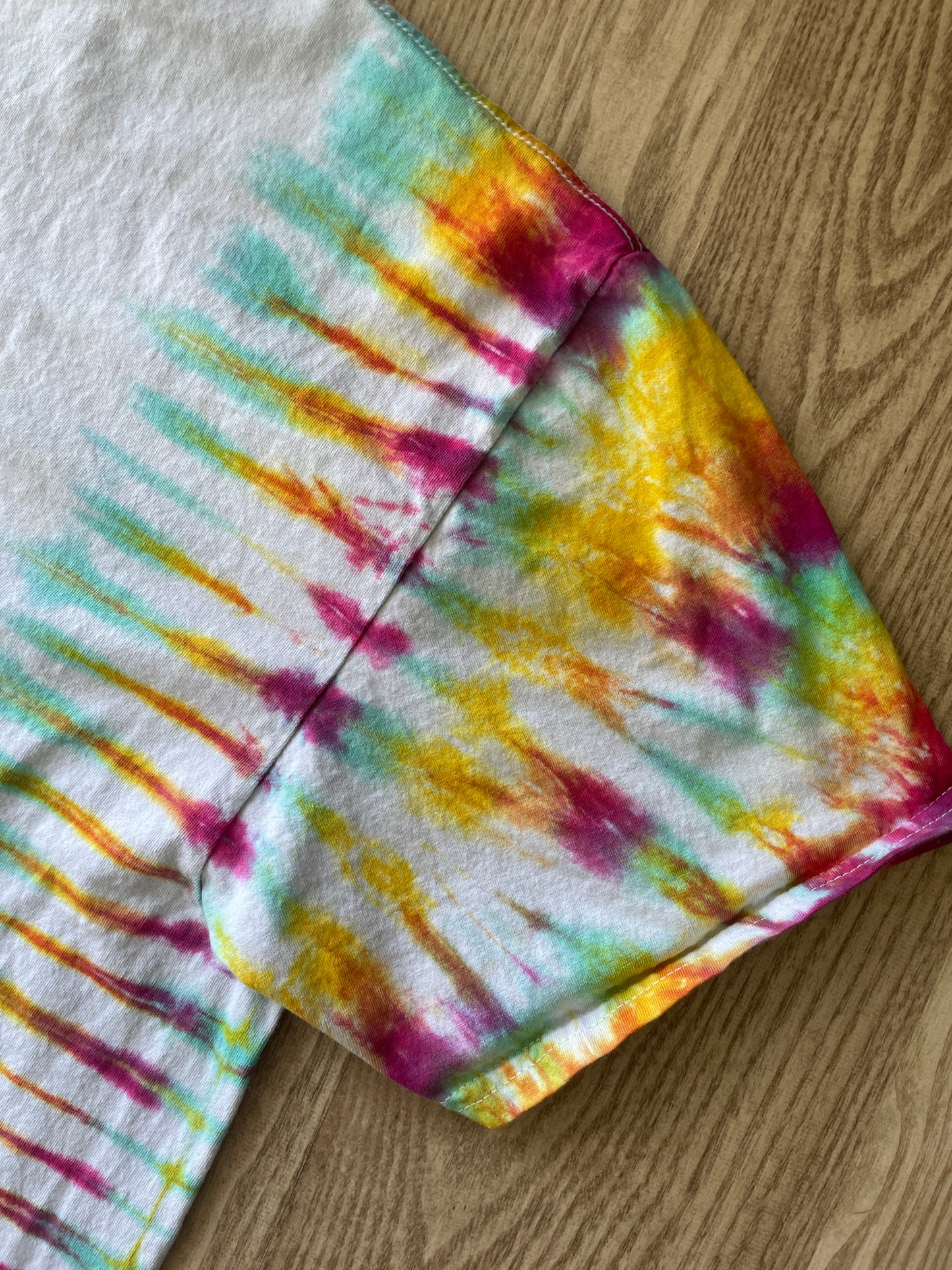 LARGE Men’s Manifest Your Vision Handmade Tie Dye T-Shirt | One-Of-a-Kind White and Pastel Multicolored Short Sleeve