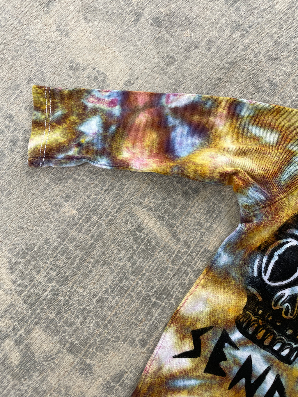 6-9 MO Send It Skull Yellow and Blue Long Sleeve Tie Dye Baby Onesie