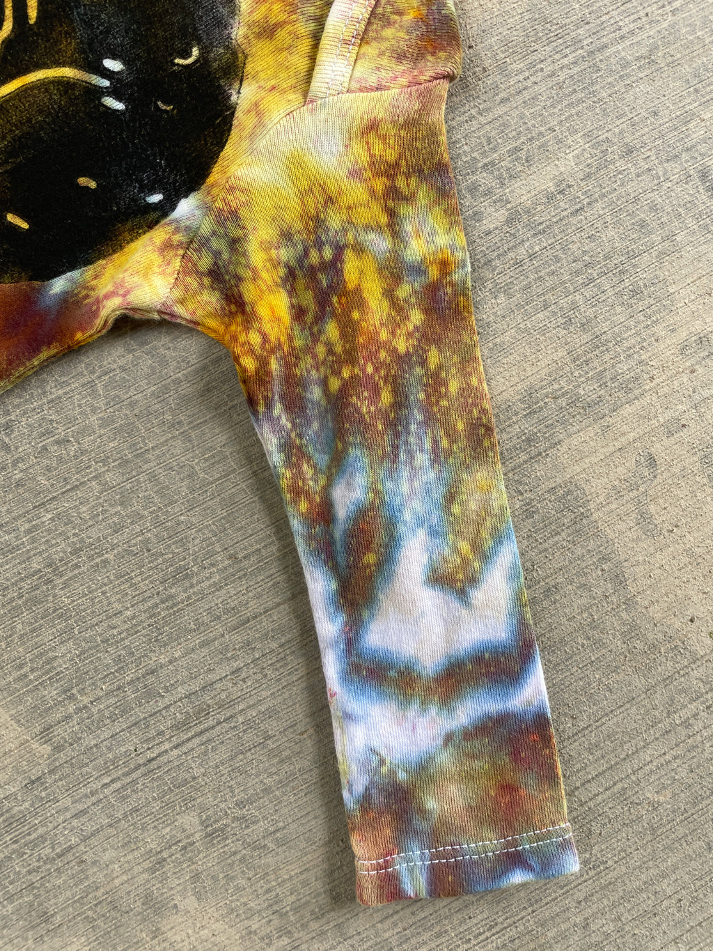 6-9 MO Send It Skull Yellow and Blue Long Sleeve Tie Dye Baby Onesie