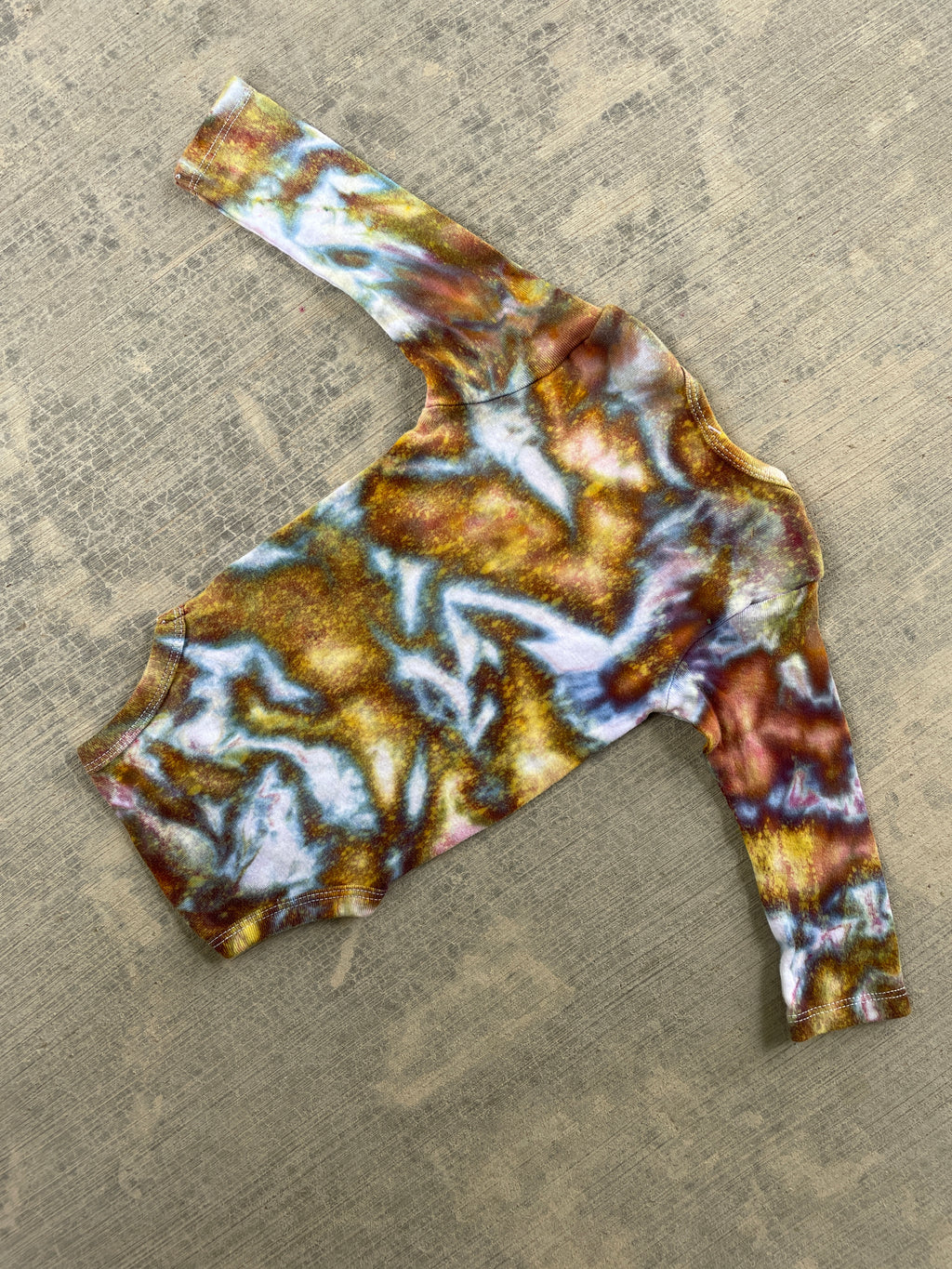 6-9 MO Send It Skull Yellow and Blue Long Sleeve Tie Dye Baby Onesie