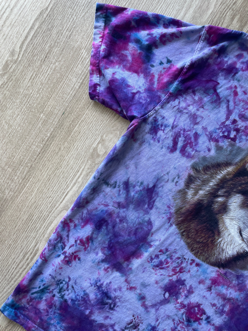 XL Men’s Gray Wolf Galaxy Handmade Tie Dye T-Shirt | One-Of-a-Kind Purple and Blue Short Sleeve