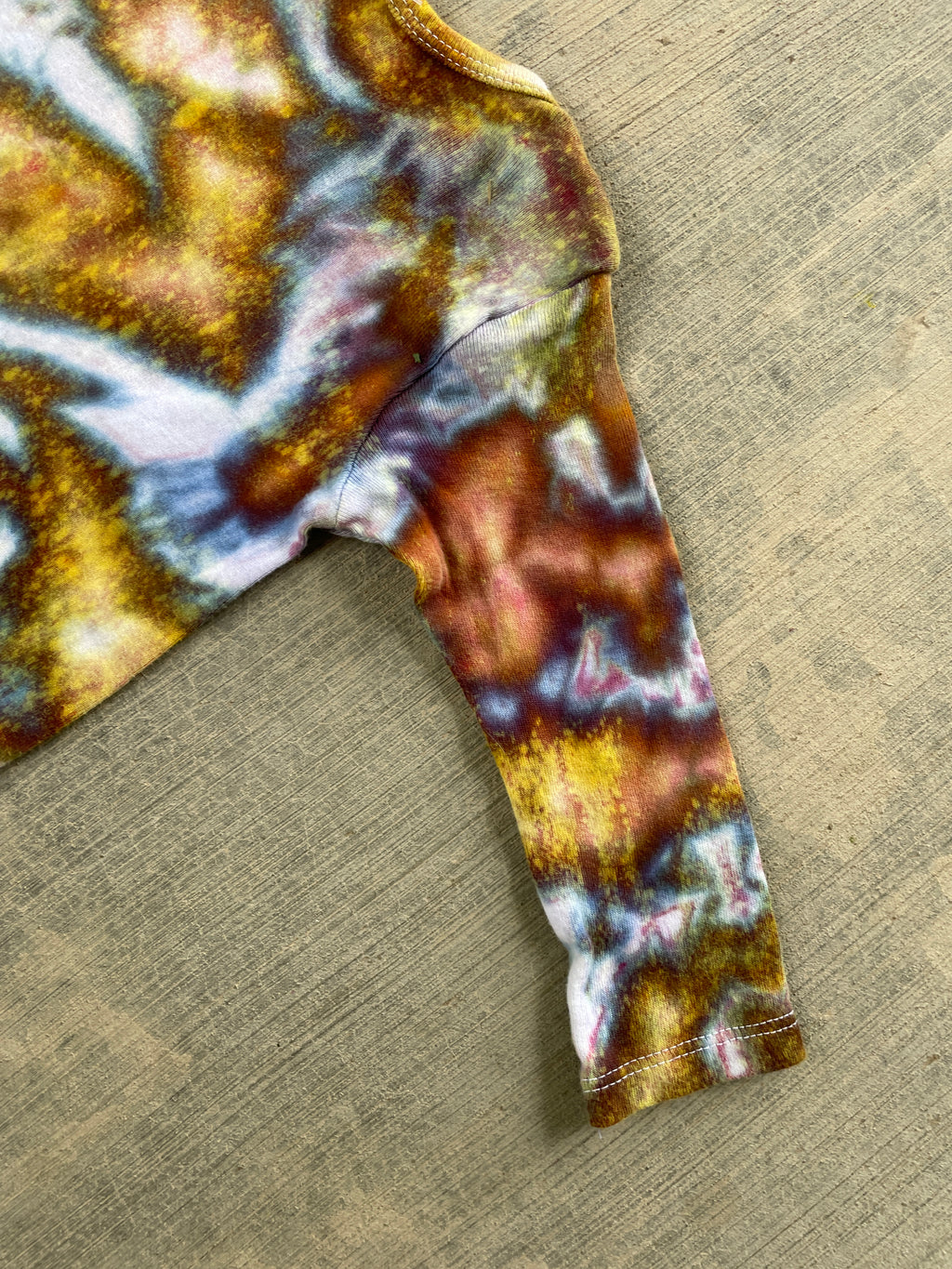 6-9 MO Send It Skull Yellow and Blue Long Sleeve Tie Dye Baby Onesie
