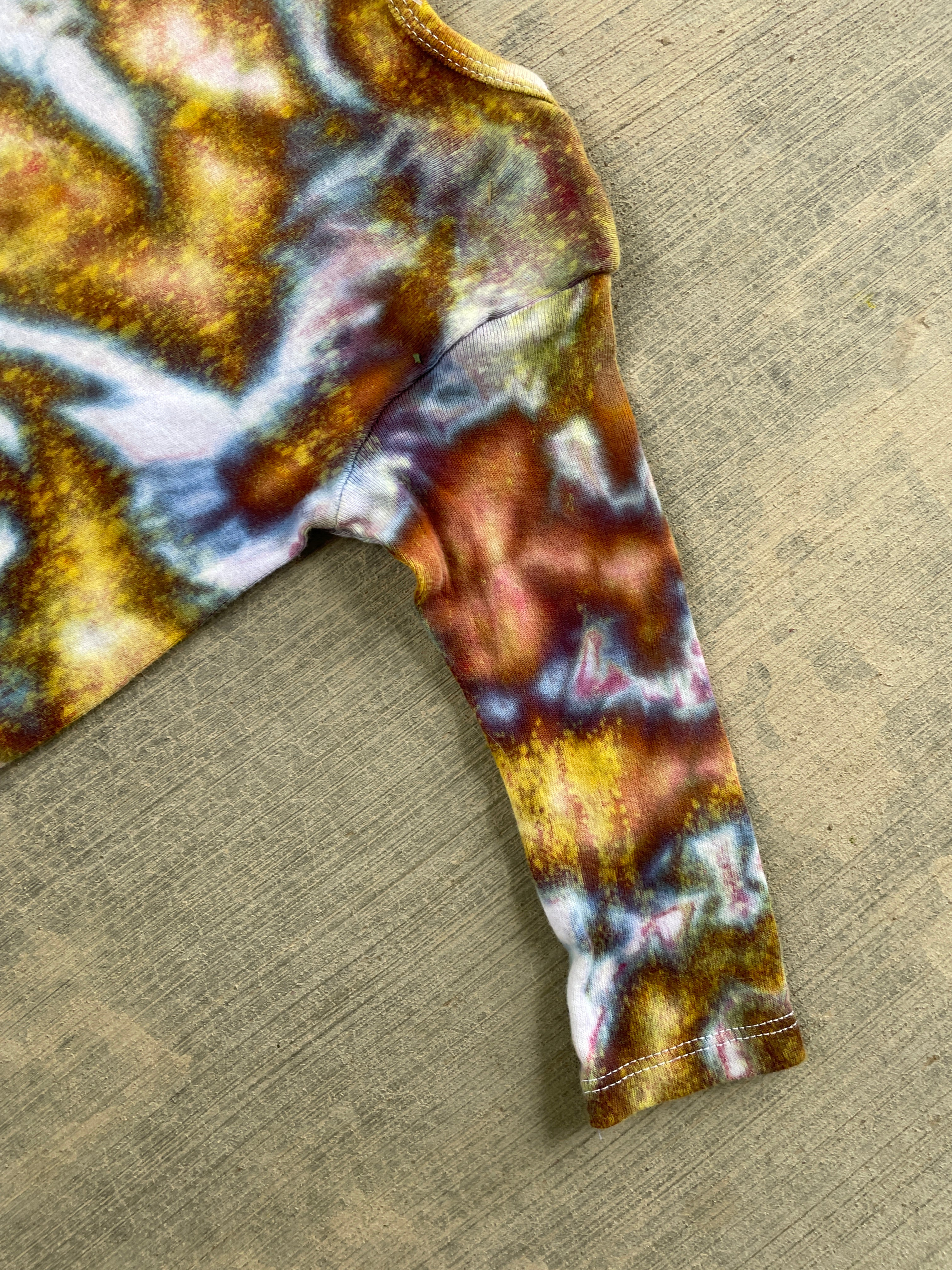 6-9 MO Send It Skull Yellow and Blue Long Sleeve Tie Dye Baby Onesie