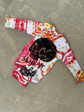 6-9 MO Send It Skull Red, Orange, and Yellow Long Sleeve Tie Dye Baby Onesie