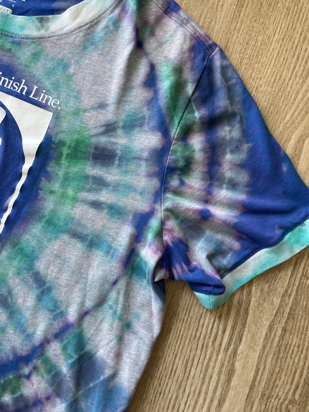LARGE Men’s Nike Running There Is No Finish Line Handmade Tie Dye T-Shirt | One-Of-a-Kind Blue and Green Short Sleeve