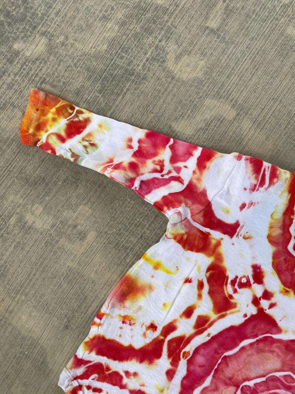 6-9 MO Send It Skull Red, Orange, and Yellow Long Sleeve Tie Dye Baby Onesie