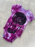 3-6 MO Send It Skull Purple and White Short Sleeve Tie Dye Baby Onesie