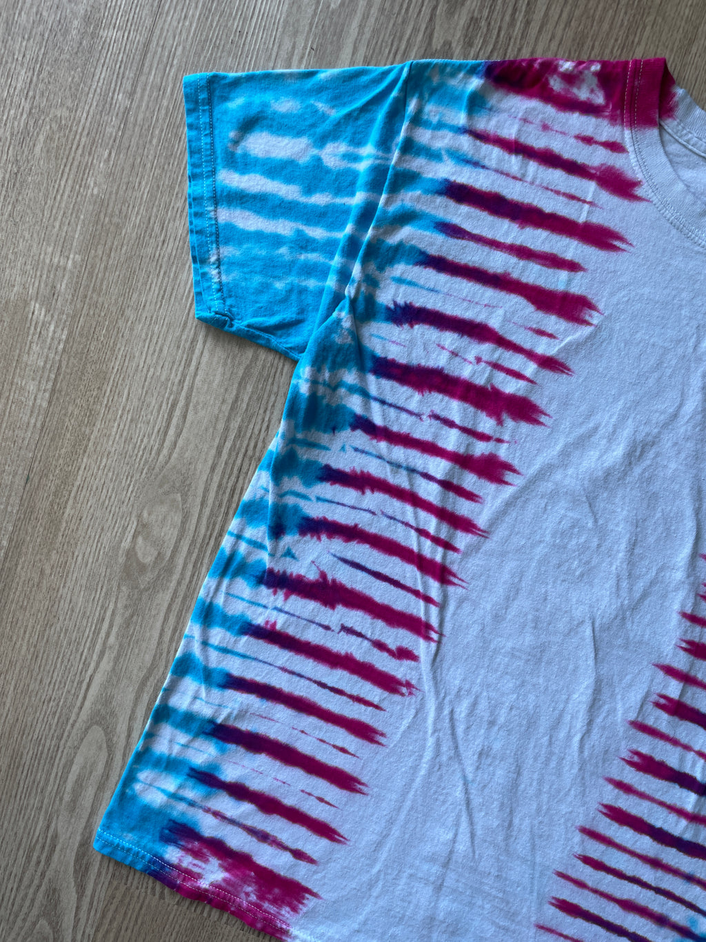 MEDIUM Men’s Trans Pride Flag-Inspired Handmade Tie Dye T-Shirt | One-Of-a-Kind Pink, Blue, and White Short Sleeve