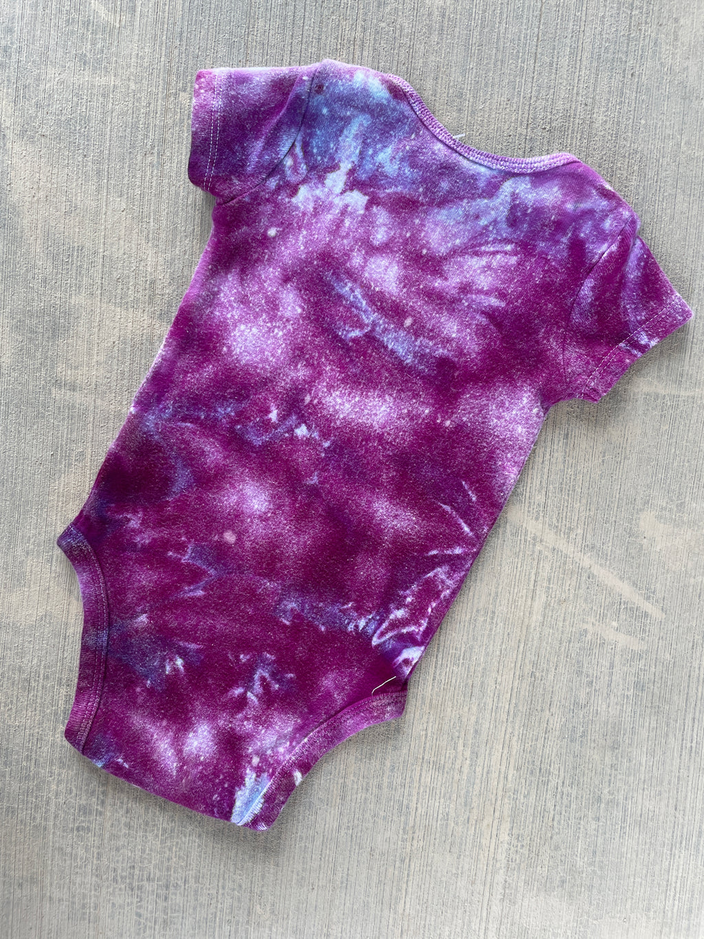 3-6 MO Send It Skull Purple and White Short Sleeve Tie Dye Baby Onesie