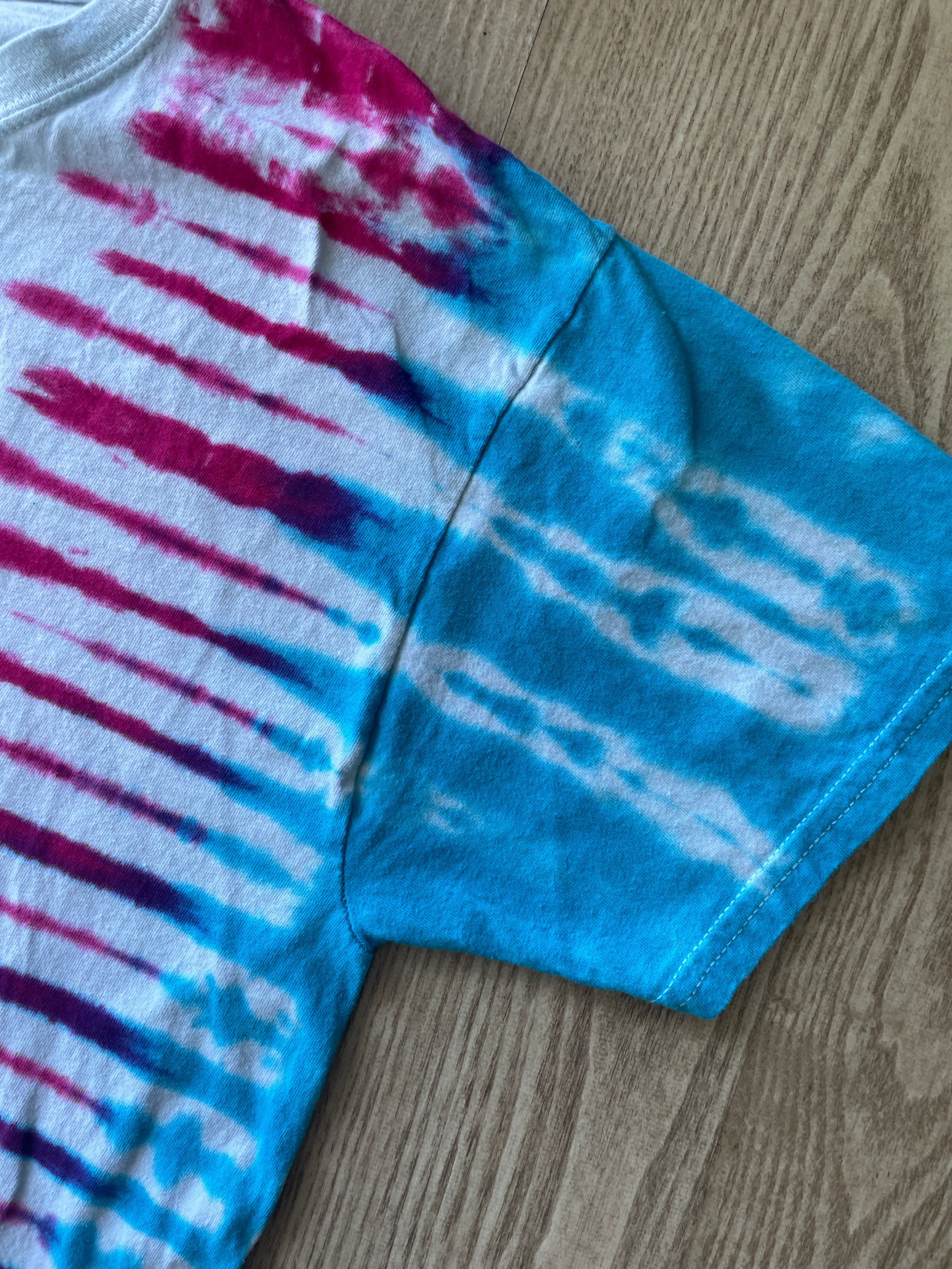 MEDIUM Men’s Trans Pride Flag-Inspired Handmade Tie Dye T-Shirt | One-Of-a-Kind Pink, Blue, and White Short Sleeve