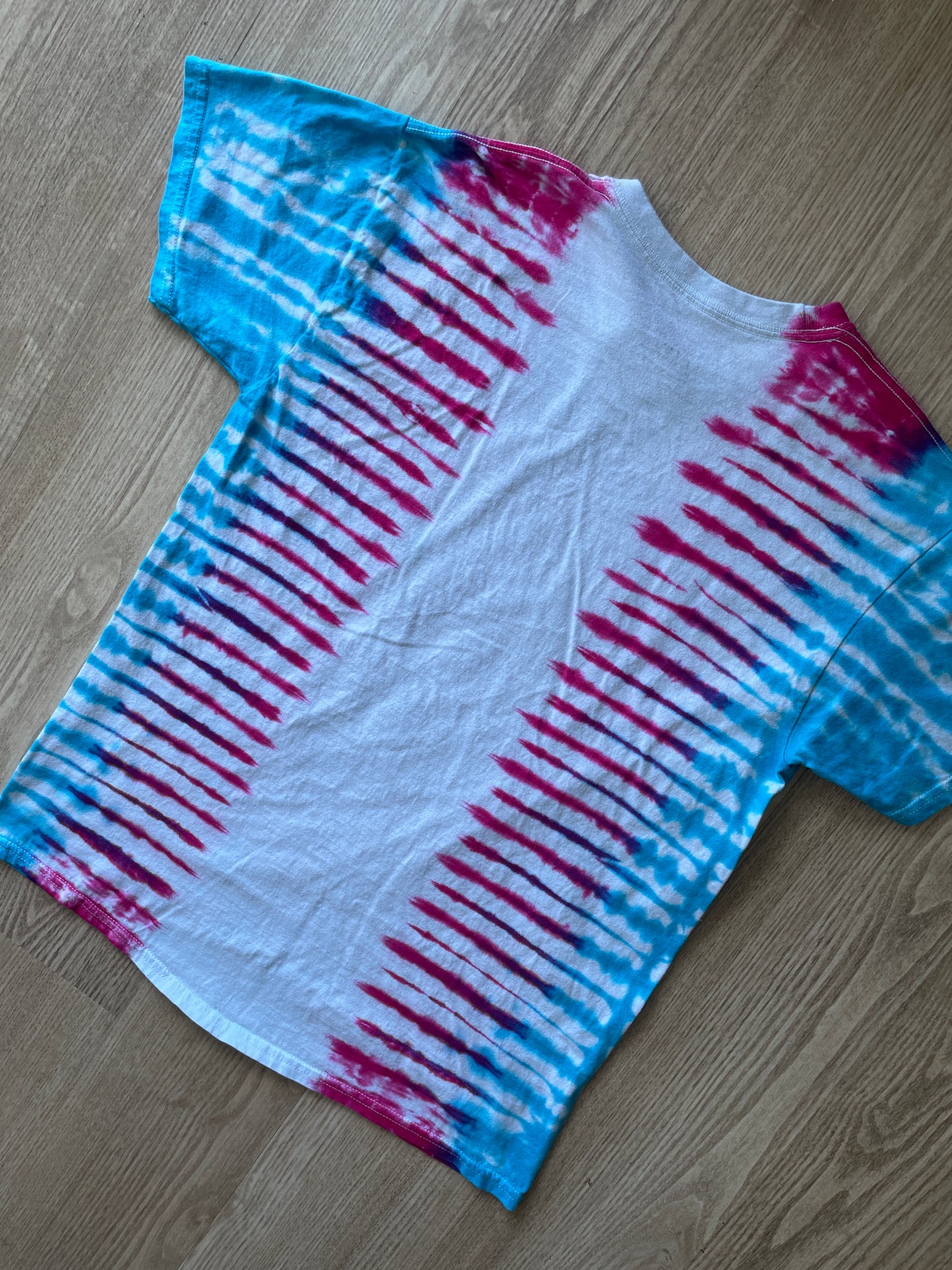 MEDIUM Men’s Trans Pride Flag-Inspired Handmade Tie Dye T-Shirt | One-Of-a-Kind Pink, Blue, and White Short Sleeve