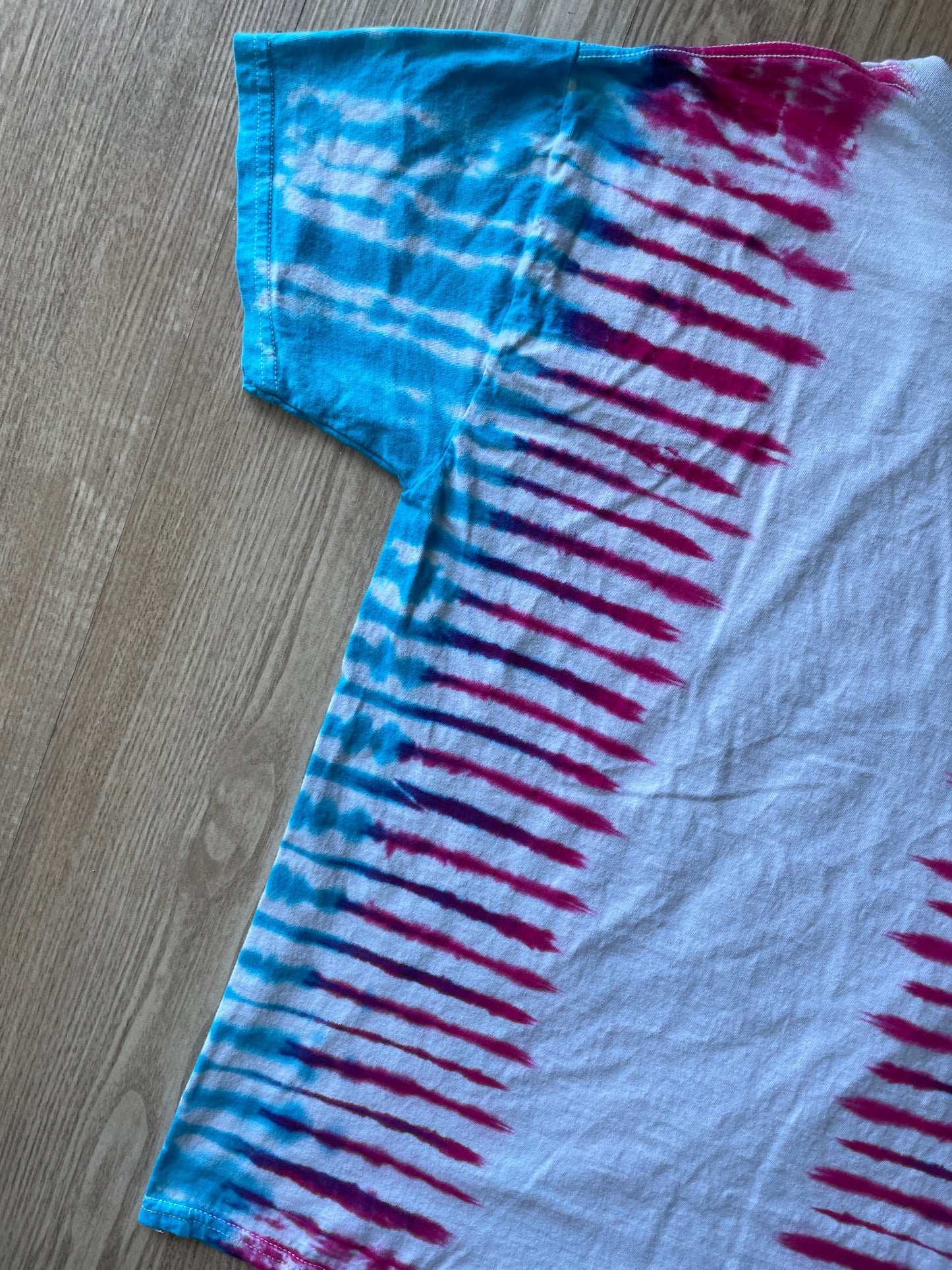 MEDIUM Men’s Trans Pride Flag-Inspired Handmade Tie Dye T-Shirt | One-Of-a-Kind Pink, Blue, and White Short Sleeve