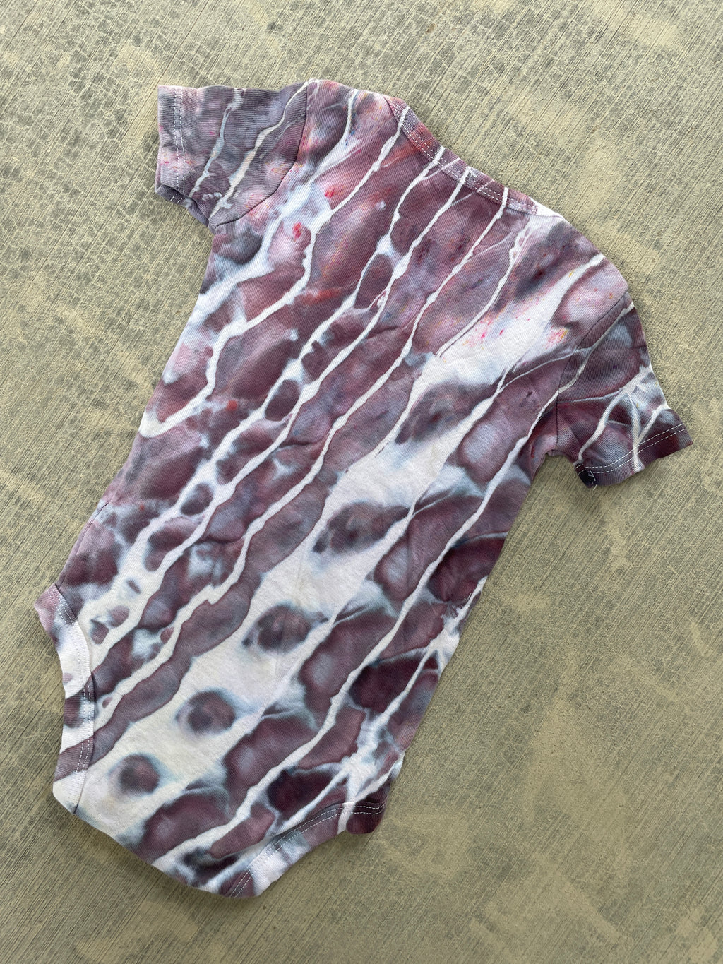 12 MO Send It Skull Purple and Gray Short Sleeve Tie Dye Baby Onesie