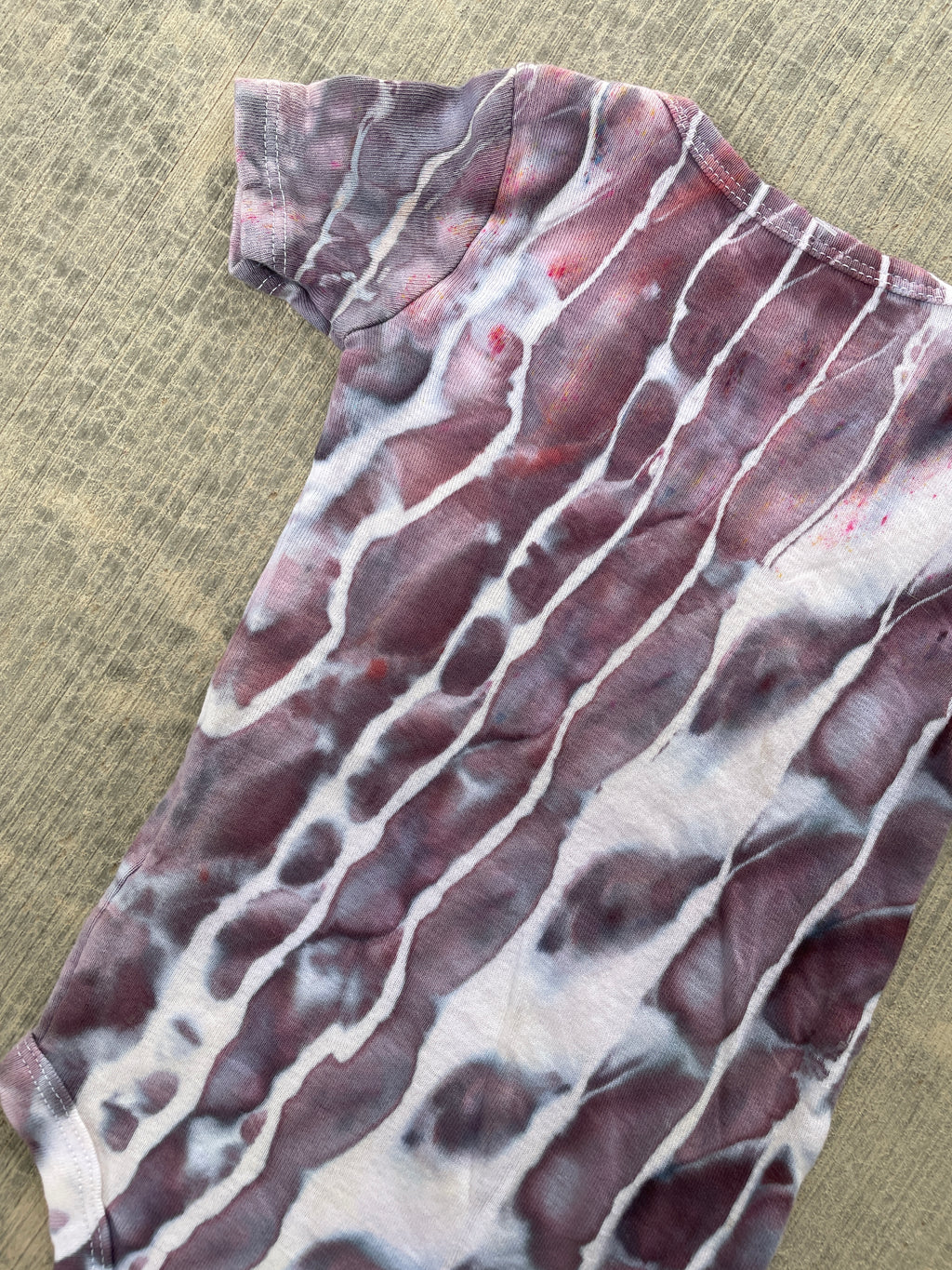12 MO Send It Skull Purple and Gray Short Sleeve Tie Dye Baby Onesie