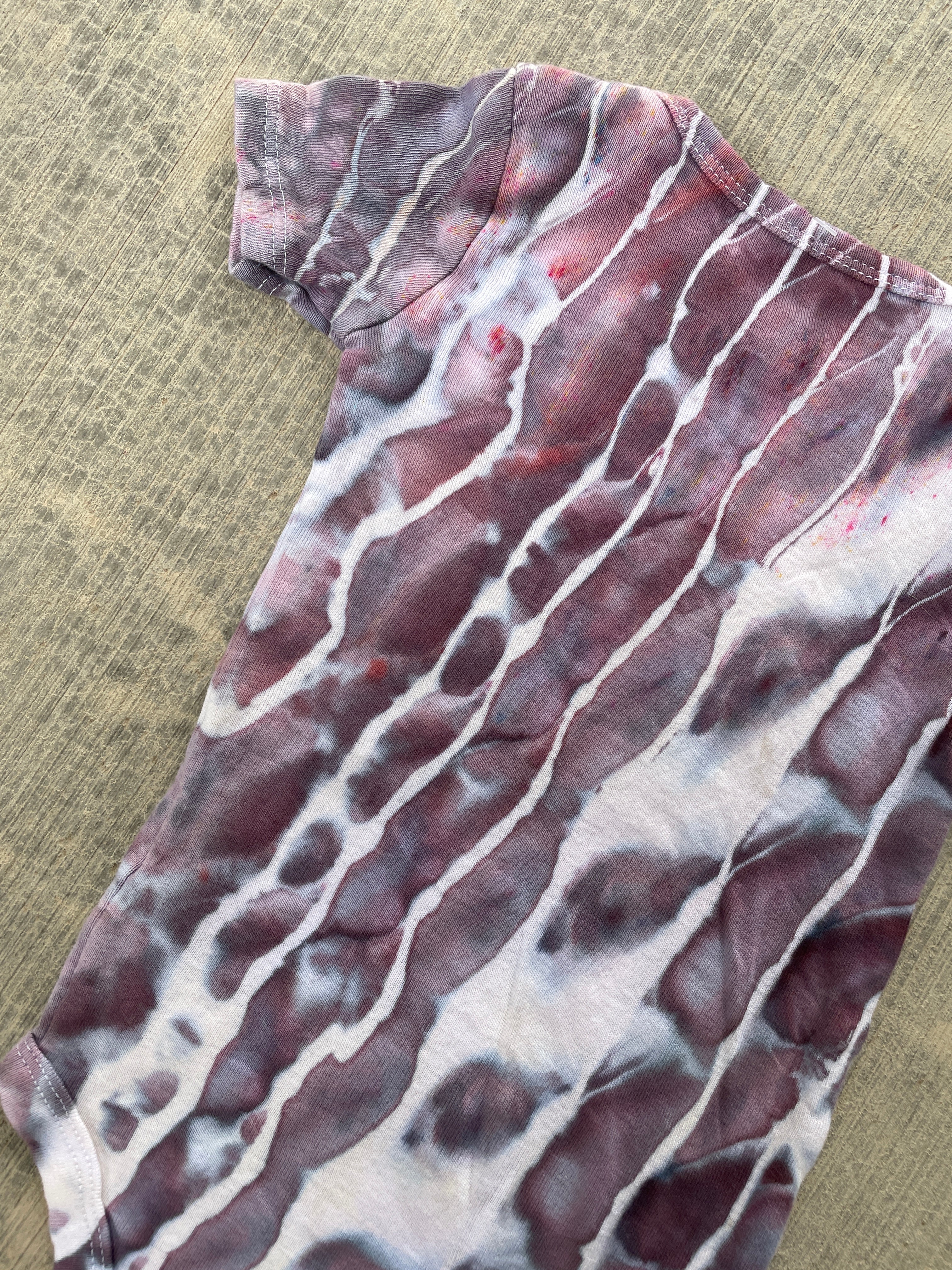 12 MO Send It Skull Purple and Gray Short Sleeve Tie Dye Baby Onesie