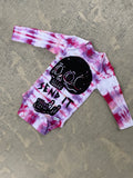 6-9 MO Send It Skull Pink and Purple Long Sleeve Tie Dye Baby Onesie