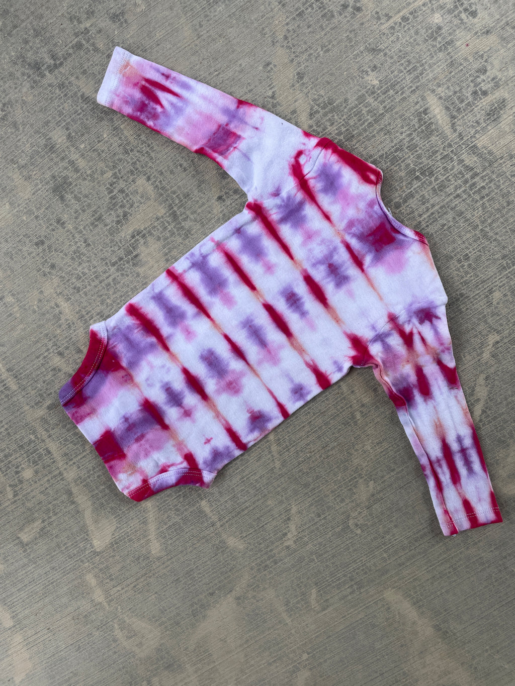 6-9 MO Send It Skull Pink and Purple Long Sleeve Tie Dye Baby Onesie