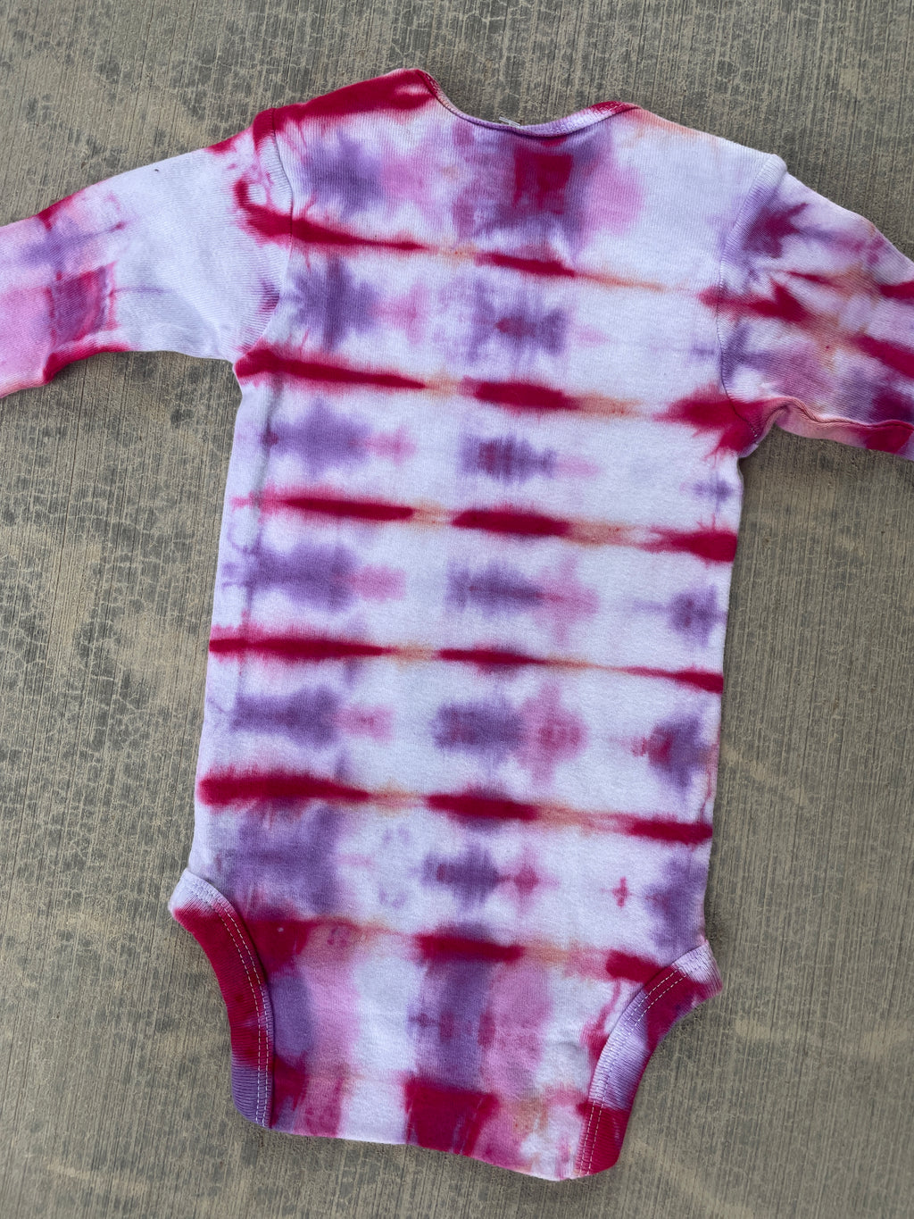 6-9 MO Send It Skull Pink and Purple Long Sleeve Tie Dye Baby Onesie