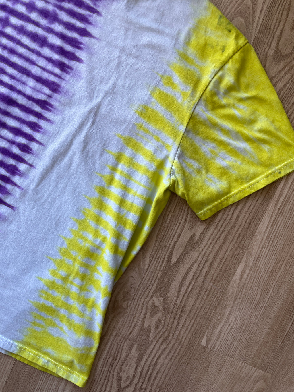 2XL Men’s Non-Binary Pride Flag-Inspired Handmade Tie Dye T-Shirt | One-Of-a-Kind White, Yellow, Purple, and Black Short Sleeve