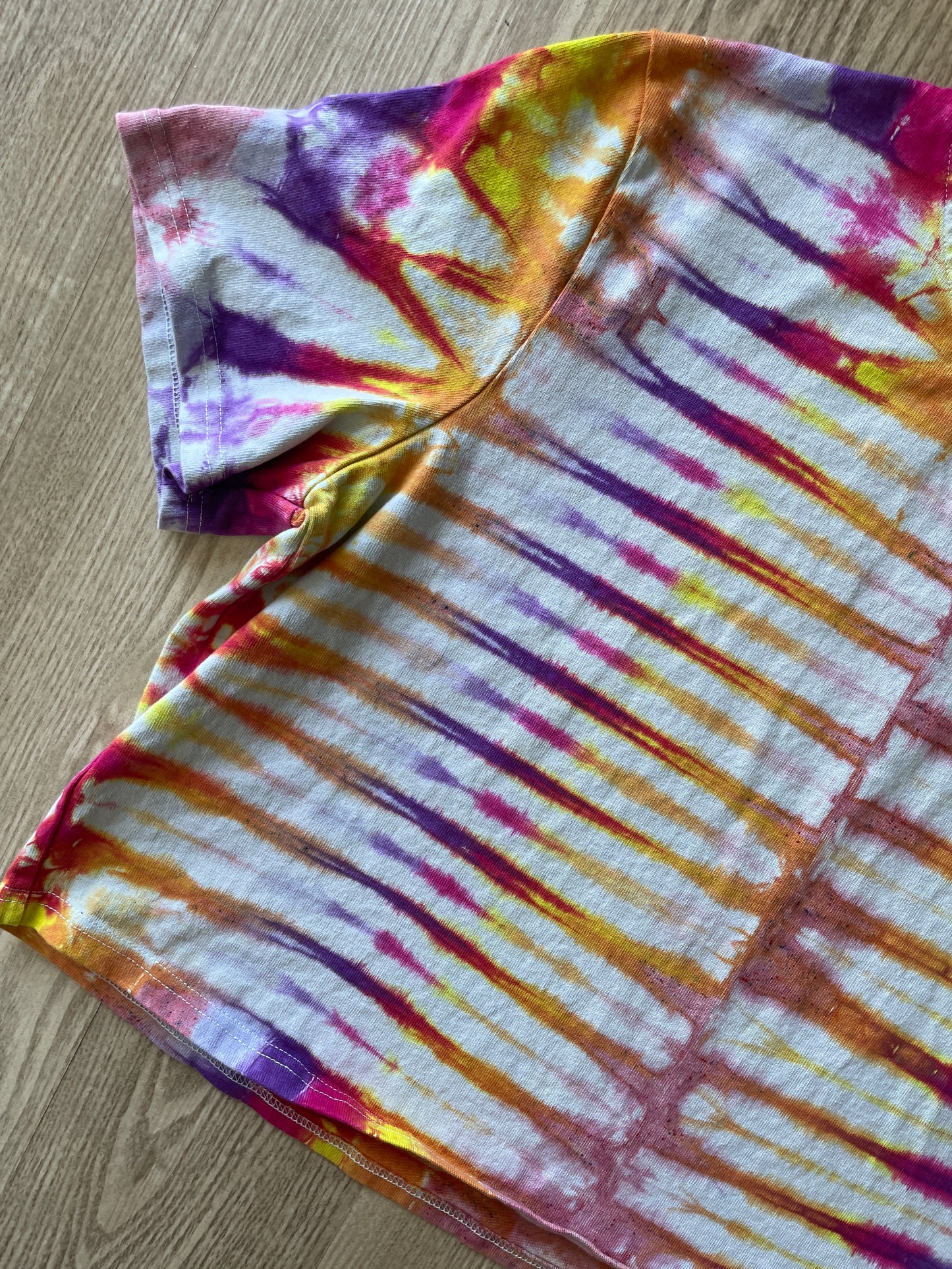 XXL Women's Sweaty Betty Handmade Tie Dye Crop Top | One-Of-a-Kind Multicolored Short Sleeve