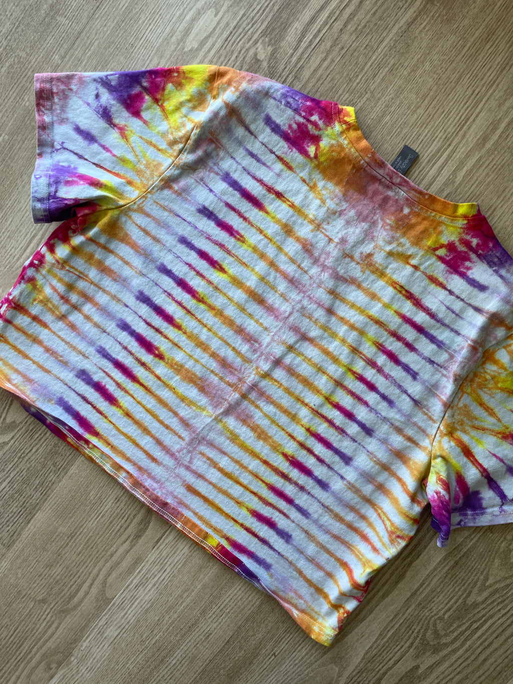 XXL Women's Sweaty Betty Handmade Tie Dye Crop Top | One-Of-a-Kind Multicolored Short Sleeve