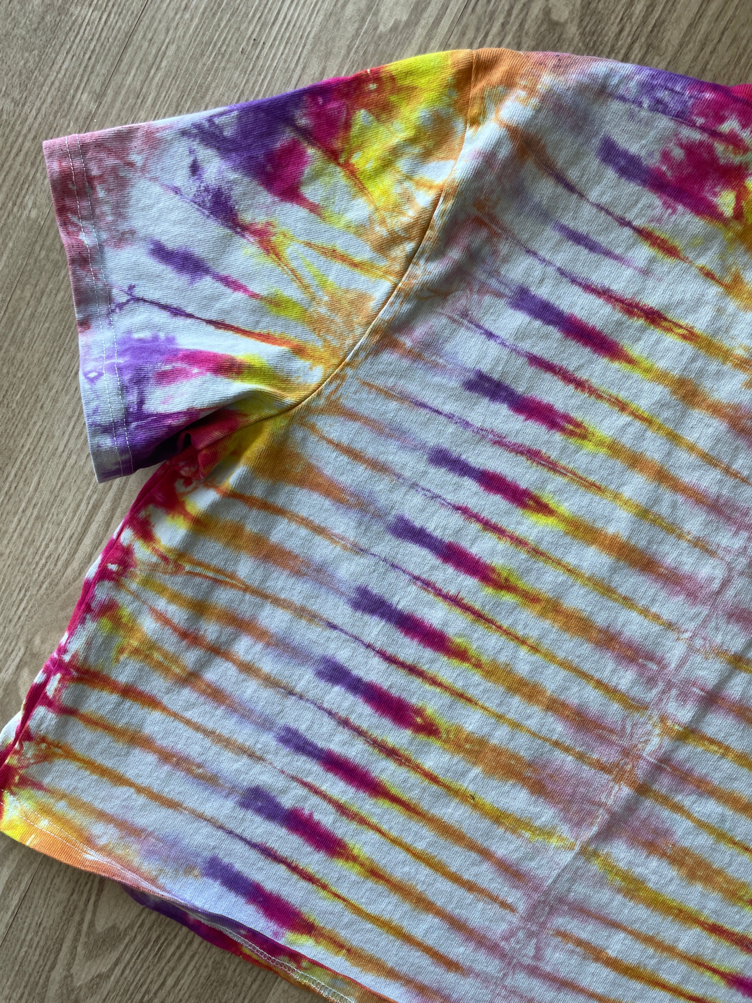 XXL Women's Sweaty Betty Handmade Tie Dye Crop Top | One-Of-a-Kind Multicolored Short Sleeve