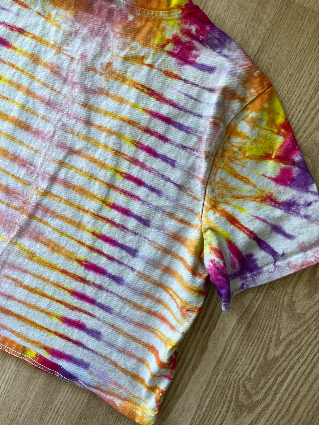 XXL Women's Sweaty Betty Handmade Tie Dye Crop Top | One-Of-a-Kind Multicolored Short Sleeve