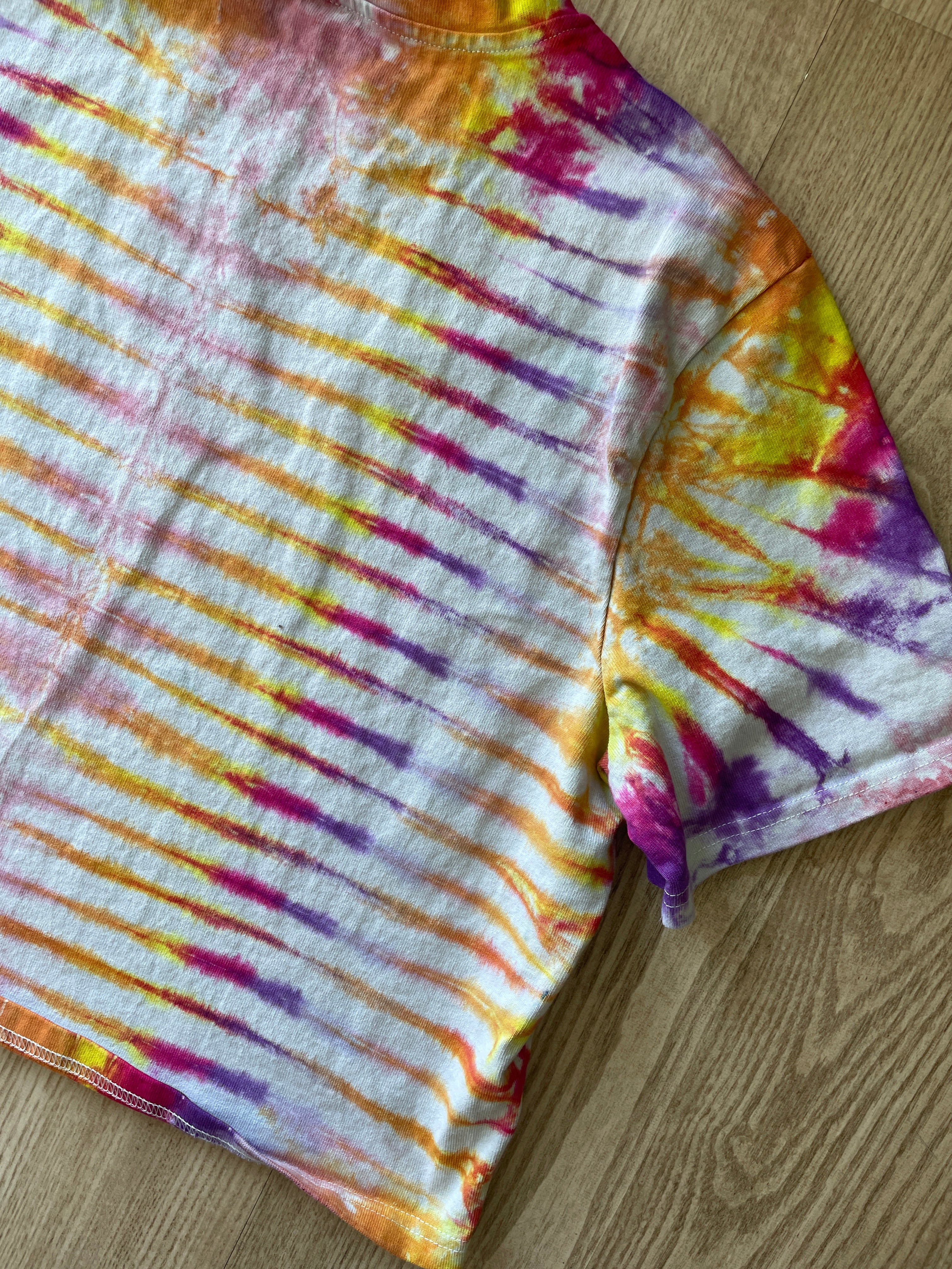 XXL Women's Sweaty Betty Handmade Tie Dye Crop Top | One-Of-a-Kind Multicolored Short Sleeve