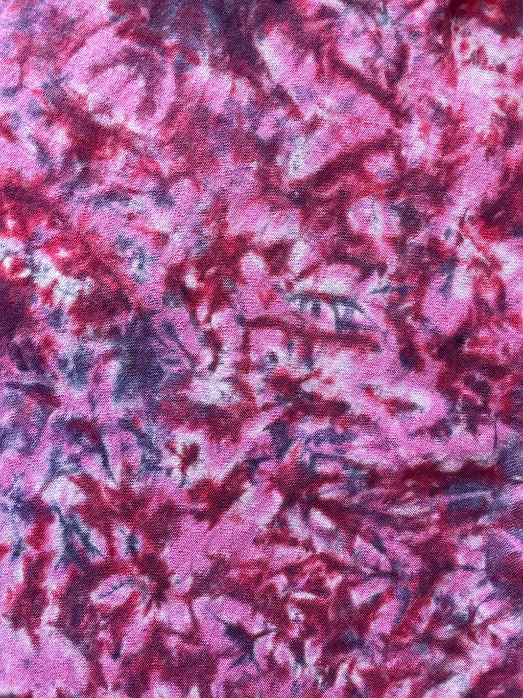 2/3XL Women's Send It Skull Handmade Reverse Tie Dye Short Sleeve T-Shirt | One-Of-a-Kind Upcycled Maroon, Pink, and Black Crumpled Top