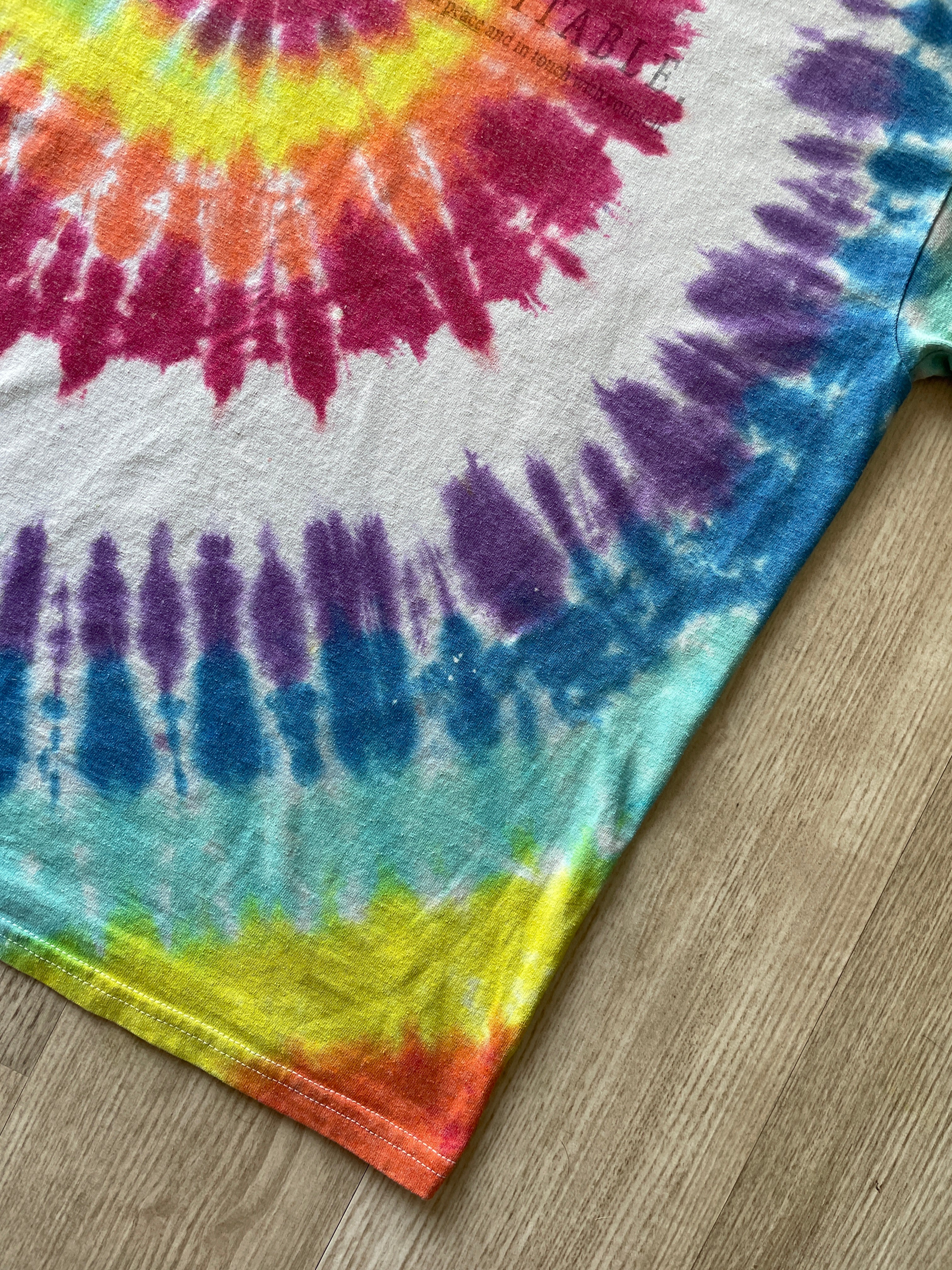 MEDIUM Men’s UNFUCKWITABLE Rainbow Spiral Tie Dye Short Sleeve T-Shirt | One-Of-a-Kind Upcycled, Handmade Top