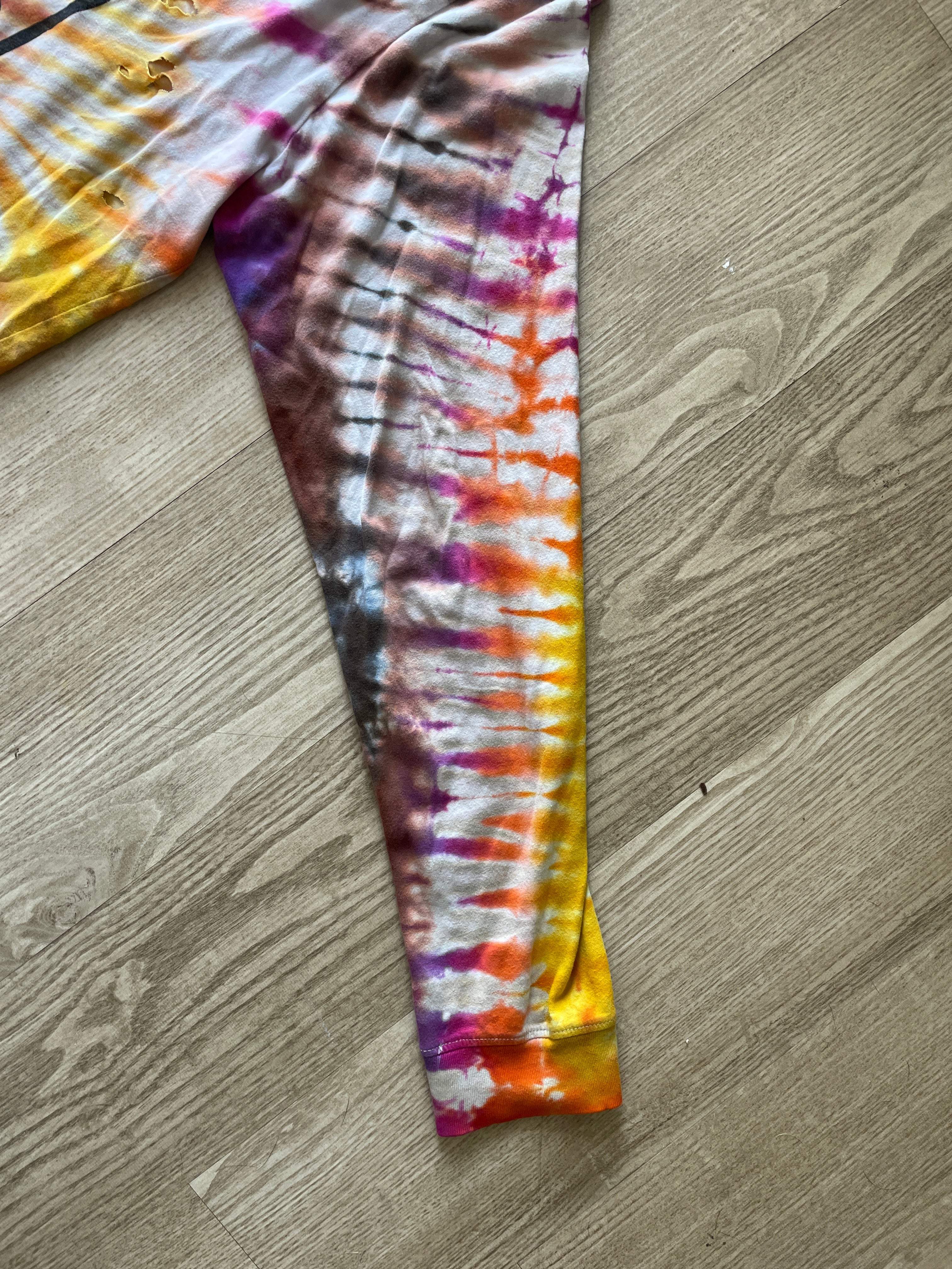 LARGE Men’s The North Face Walls Are Meant for Climbing Tie Dye Long Sleeve T-Shirt | One-Of-a-Kind Upcycled Warm Tones Handmade Reverse Tie Dye Top