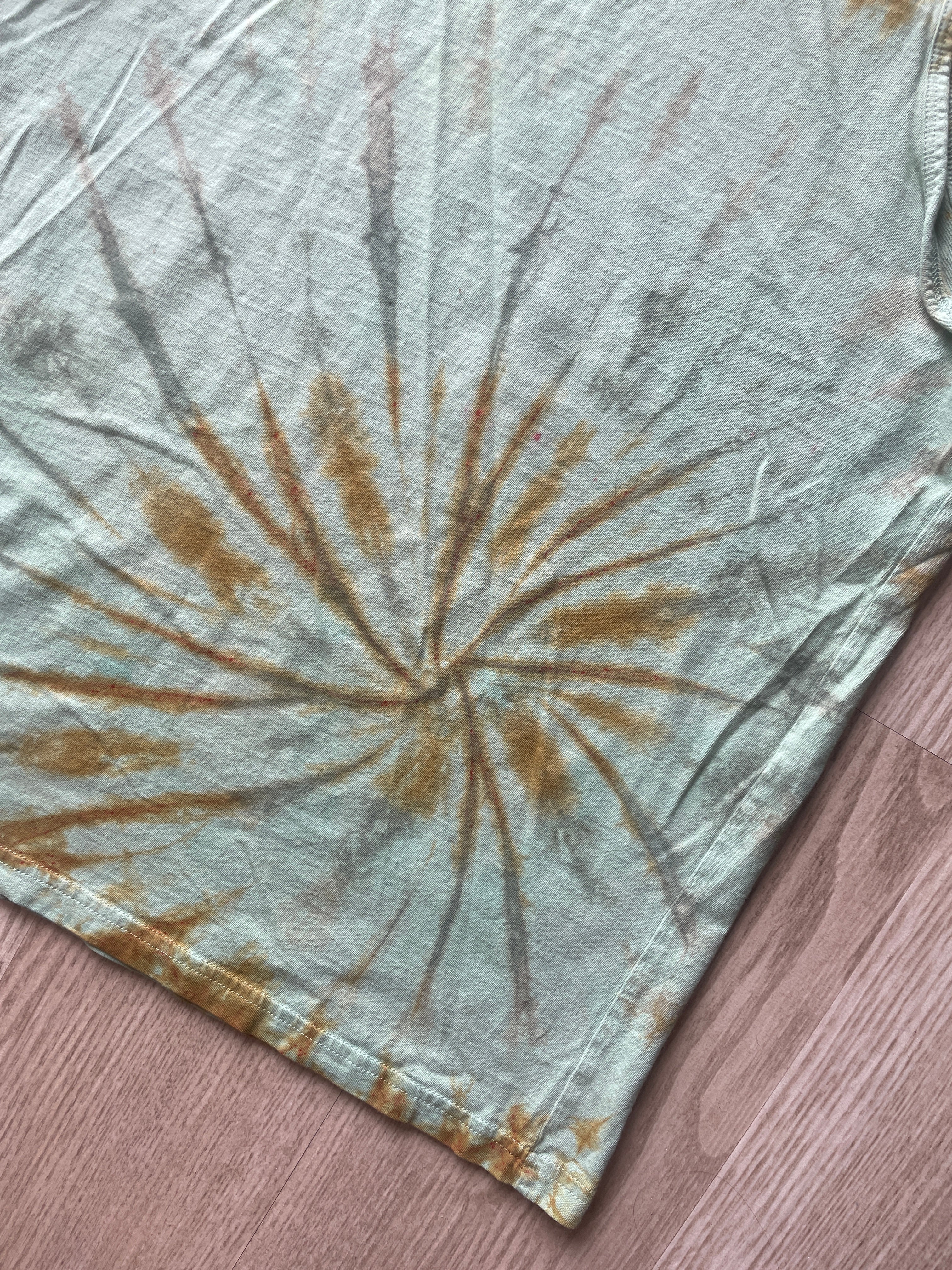 XS Men’s Mountain Hardwear Keep Earth Awesome Handmade Tie Dye Tank Top | One-Of-a-Kind Green Earth Tones Short Sleeve