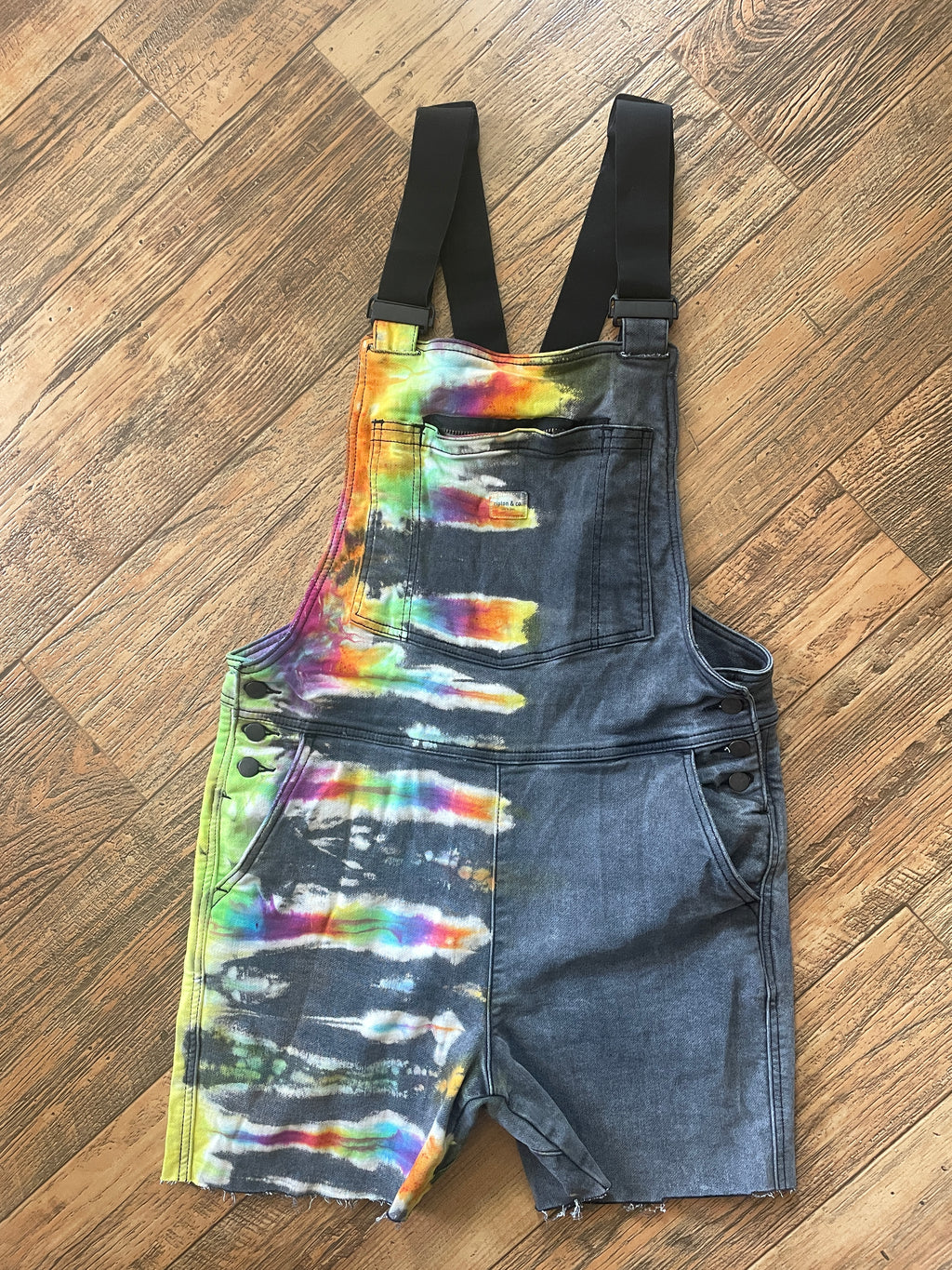 Upcycled Half-and-Half Tie Dye Ripton Overalls (Women's Medium)