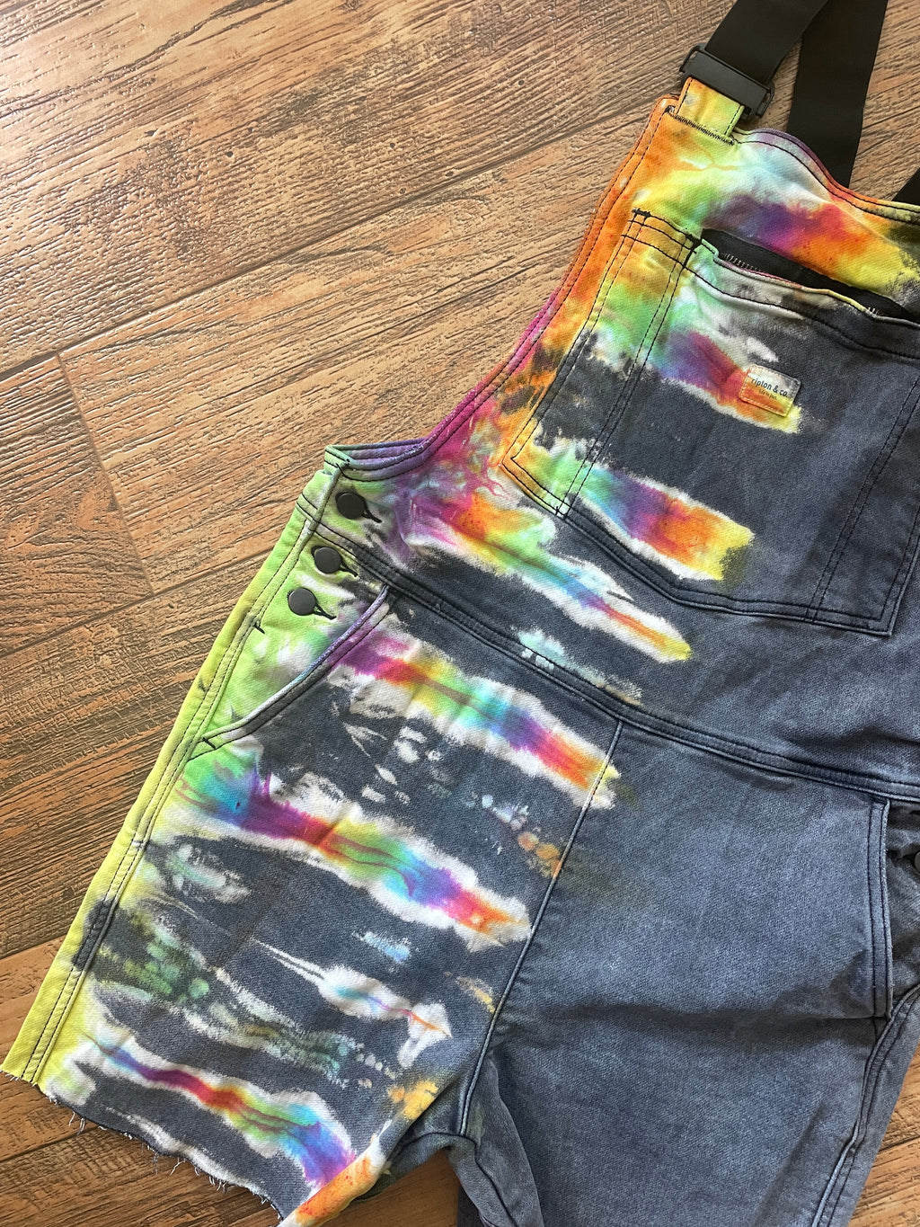 Upcycled Half-and-Half Tie Dye Ripton Overalls (Women's Medium)