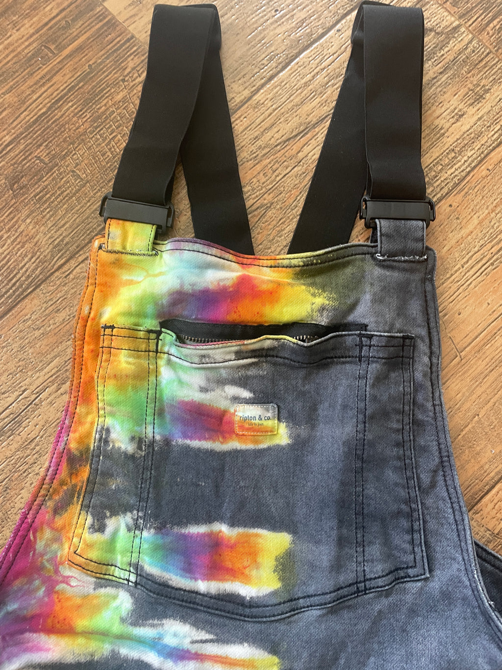 Upcycled Half-and-Half Tie Dye Ripton Overalls (Women's Medium)