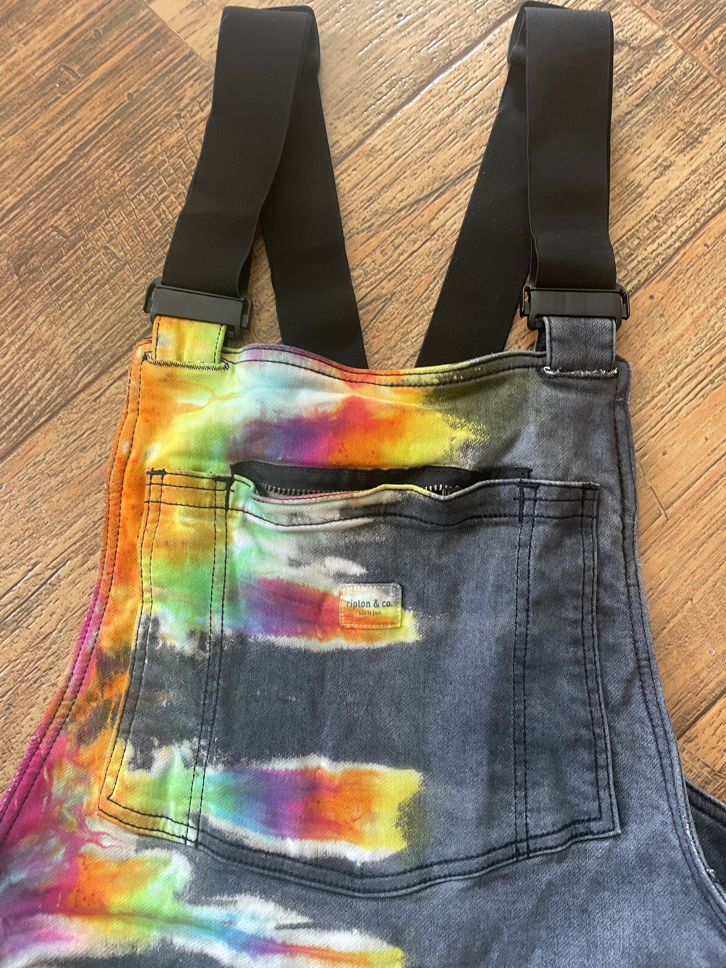 Upcycled Half-and-Half Tie Dye Ripton Overalls (Women's Medium)