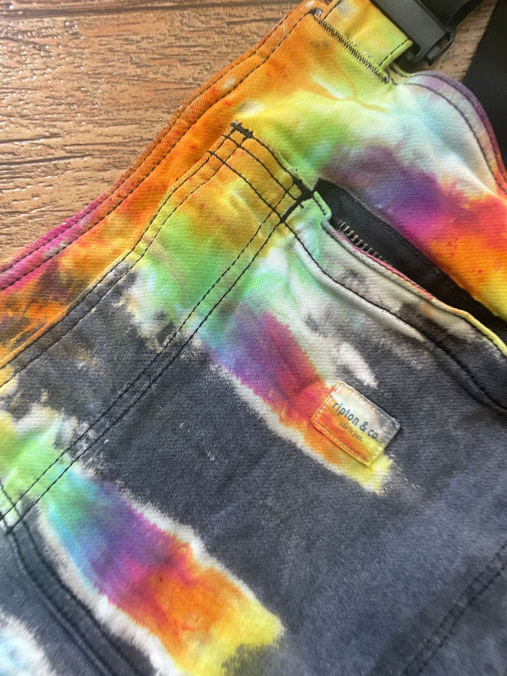 Upcycled Half-and-Half Tie Dye Ripton Overalls (Women's Medium)