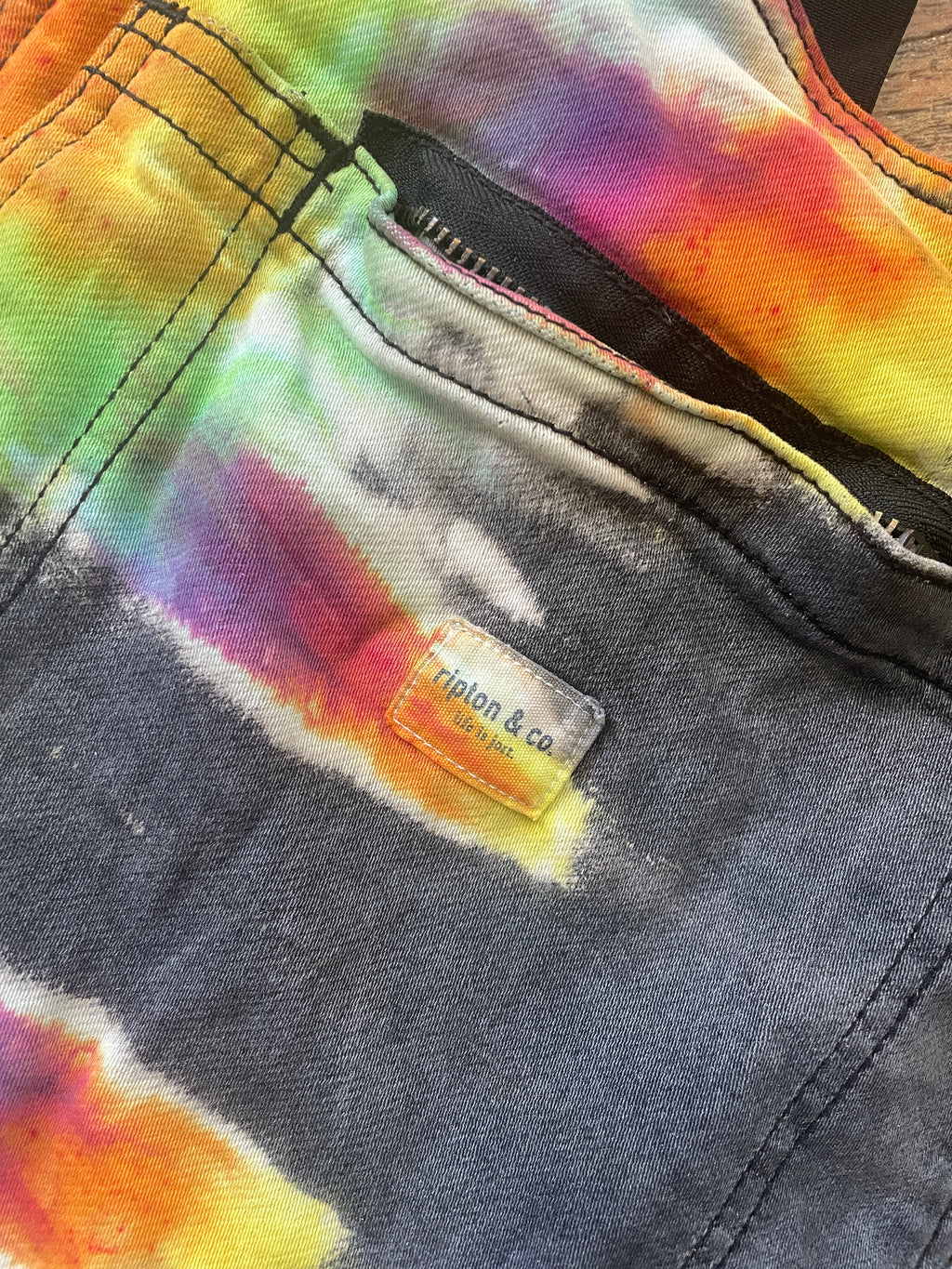 Upcycled Half-and-Half Tie Dye Ripton Overalls (Women's Medium)