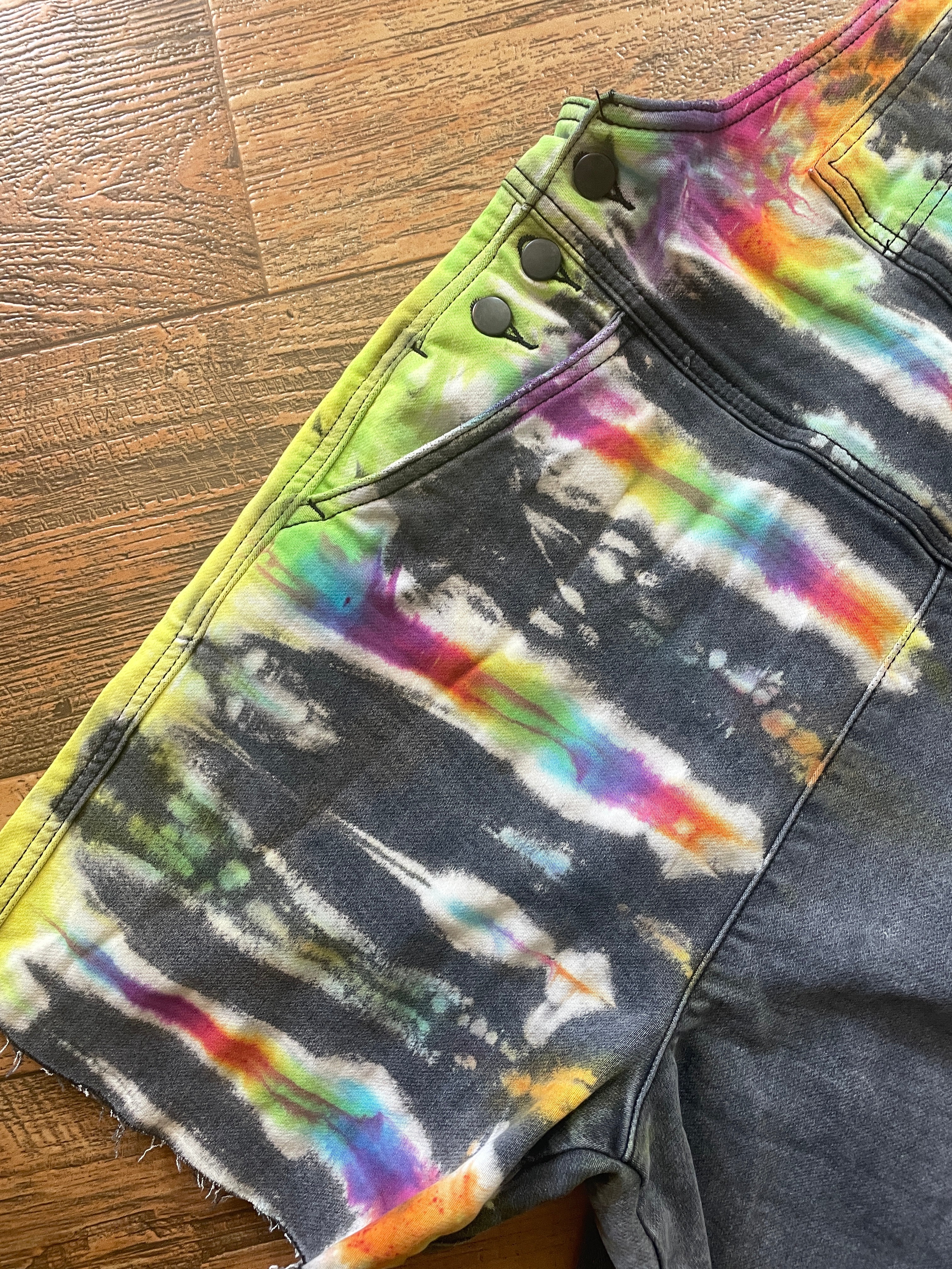 Upcycled Half-and-Half Tie Dye Ripton Overalls (Women's Medium)