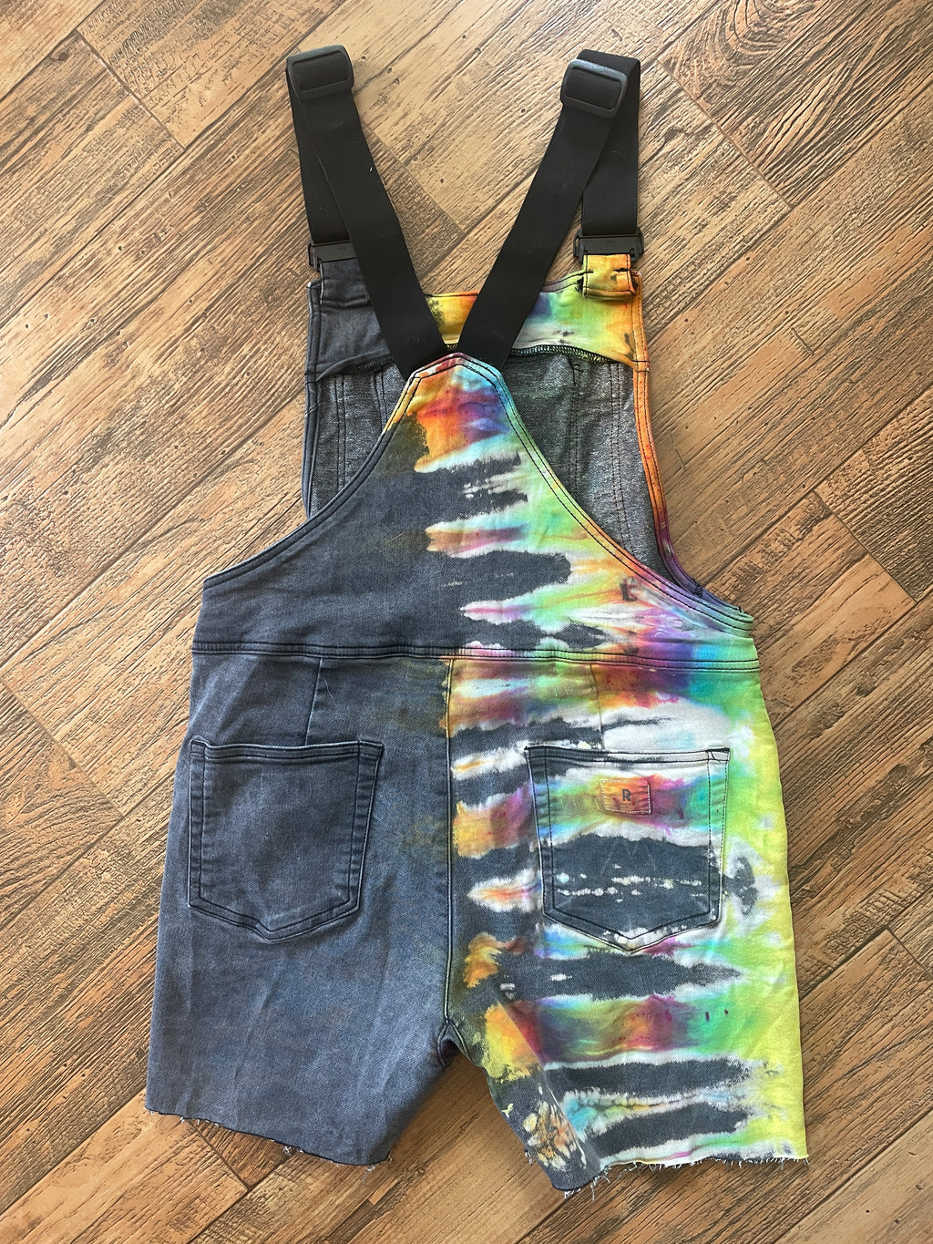 Upcycled Half-and-Half Tie Dye Ripton Overalls (Women's Medium)