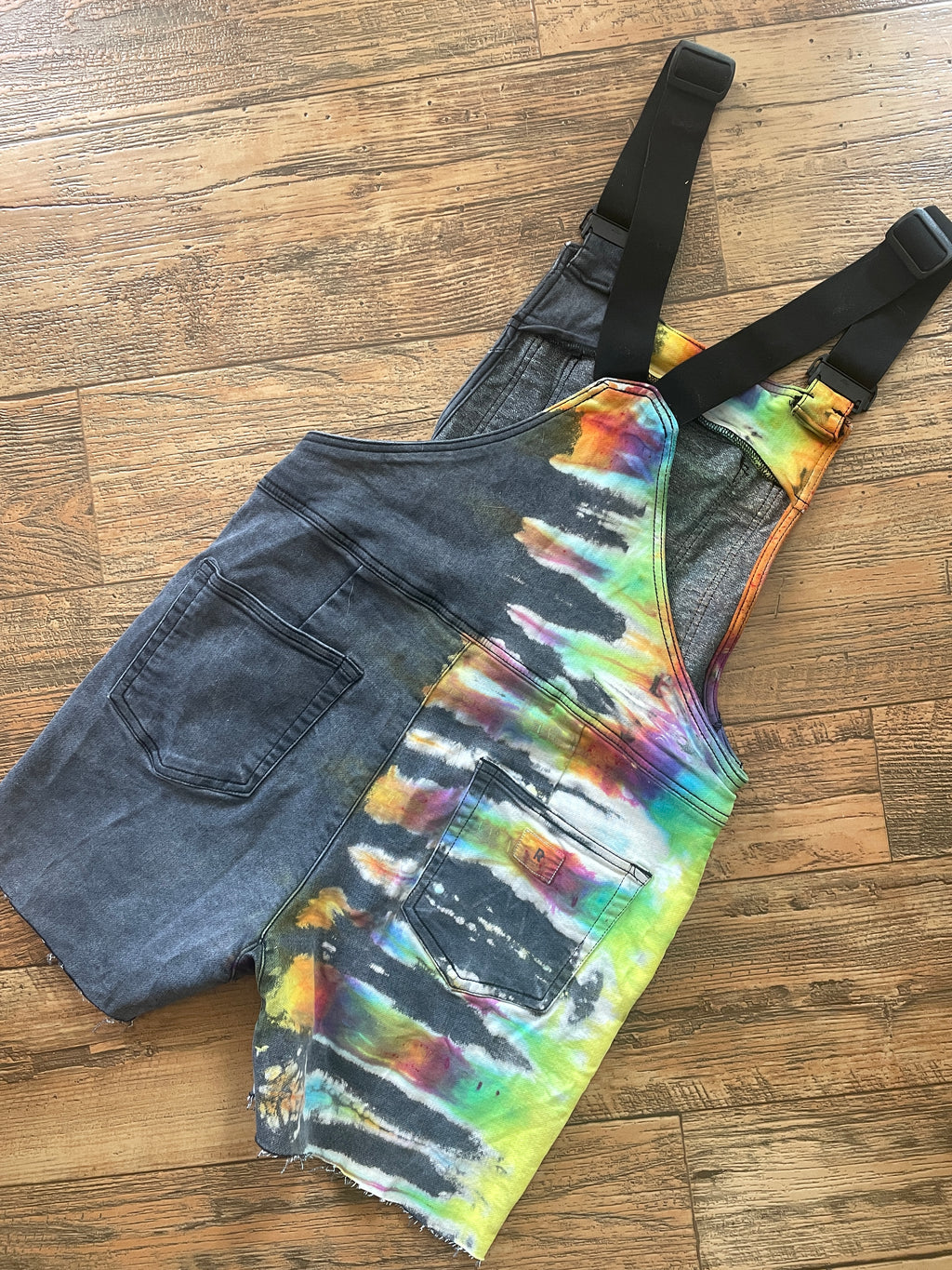 Upcycled Half-and-Half Tie Dye Ripton Overalls (Women's Medium)