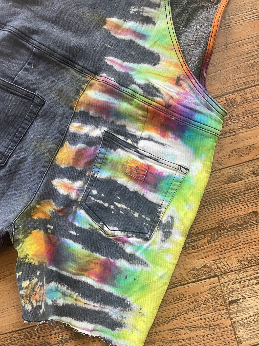 Upcycled Half-and-Half Tie Dye Ripton Overalls (Women's Medium)