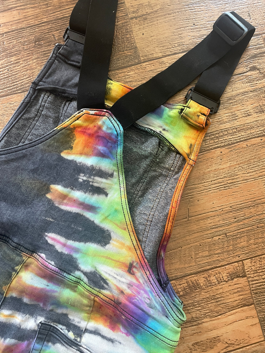 Upcycled Half-and-Half Tie Dye Ripton Overalls (Women's Medium)