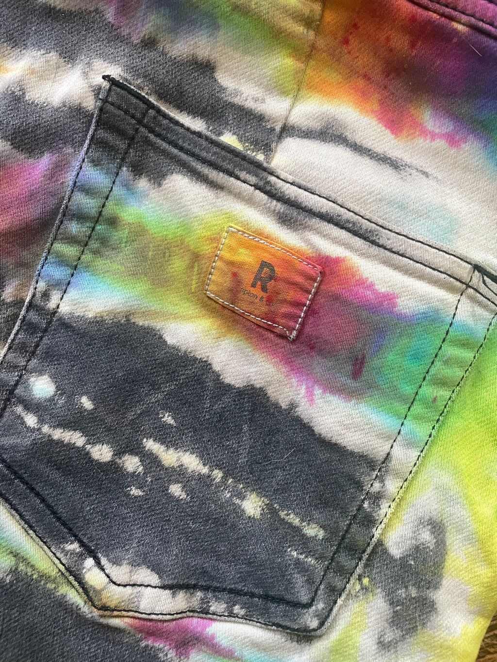 Upcycled Half-and-Half Tie Dye Ripton Overalls (Women's Medium)