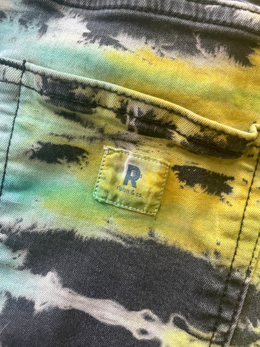 Black and Blue Tie Dye Upcycled Ripton Cutoff Jorts (Women's Size 26)