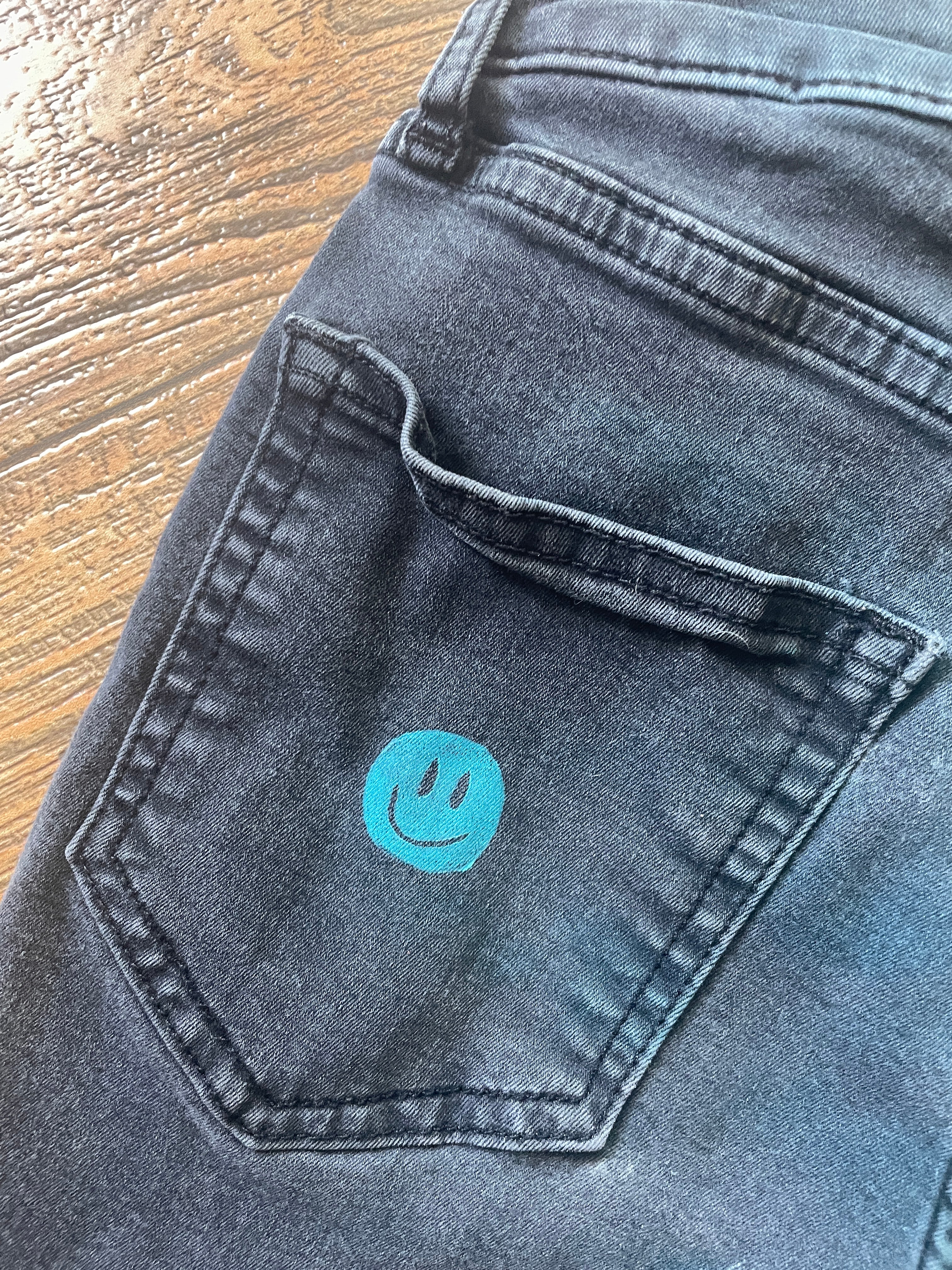 Black and Blue Tie Dye Upcycled Ripton Cutoff Jorts (Women's Size 26)