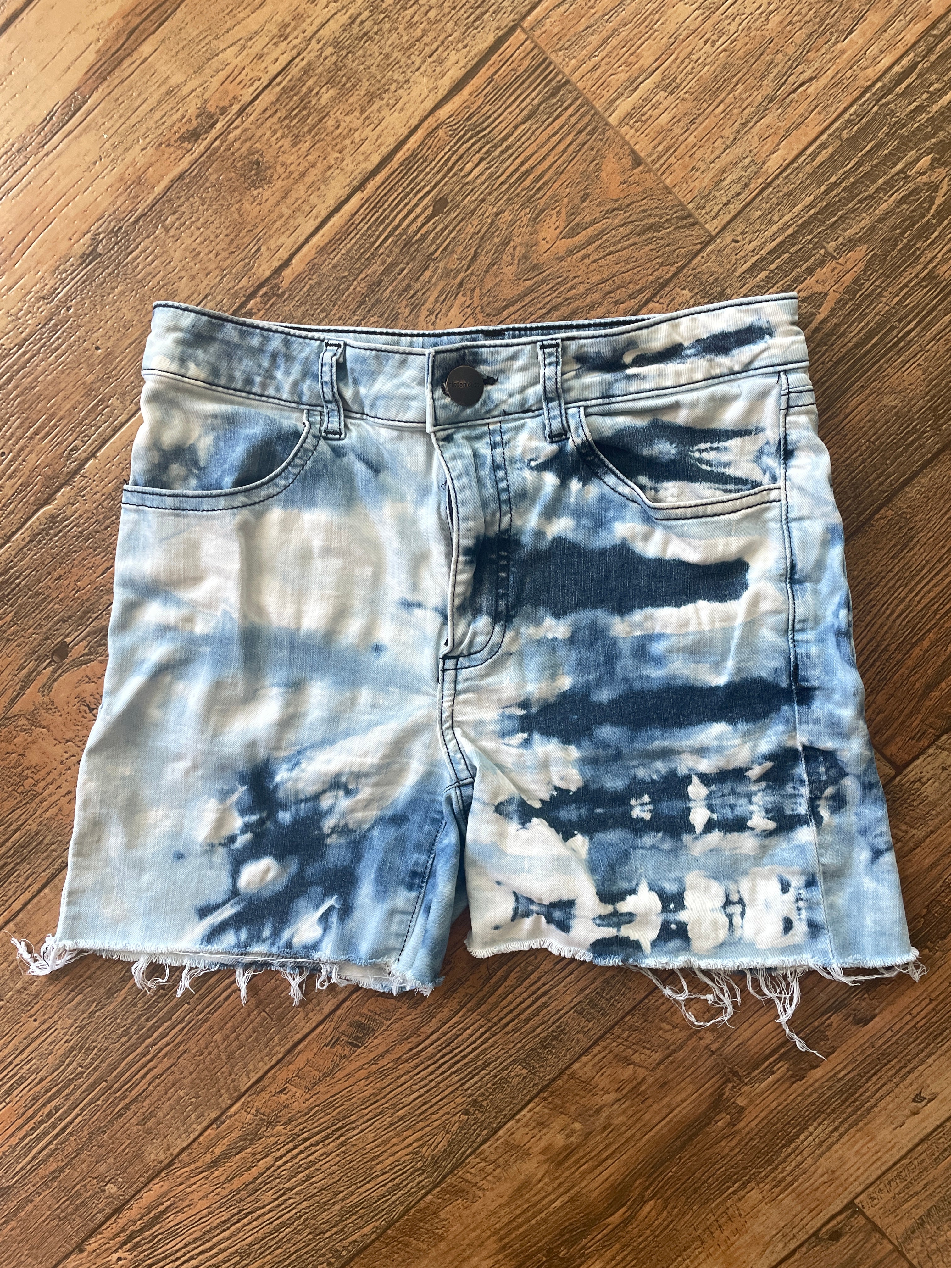 Blue and White Upcycled Ripton Cutoff Jorts (Women's Size 26)