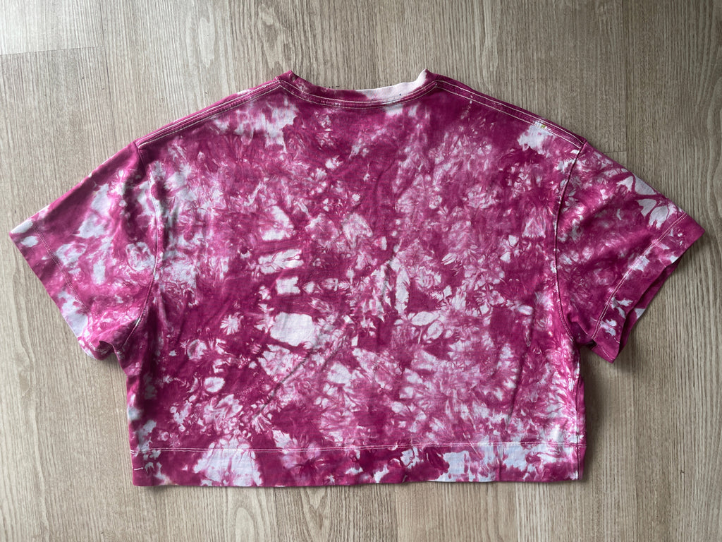XS/S Women’s Indian Paintbrush Tie Dye Cropped T-Shirt | One-Of-a-Kind Athleta Pink and Plum Crumpled Long Sleeve