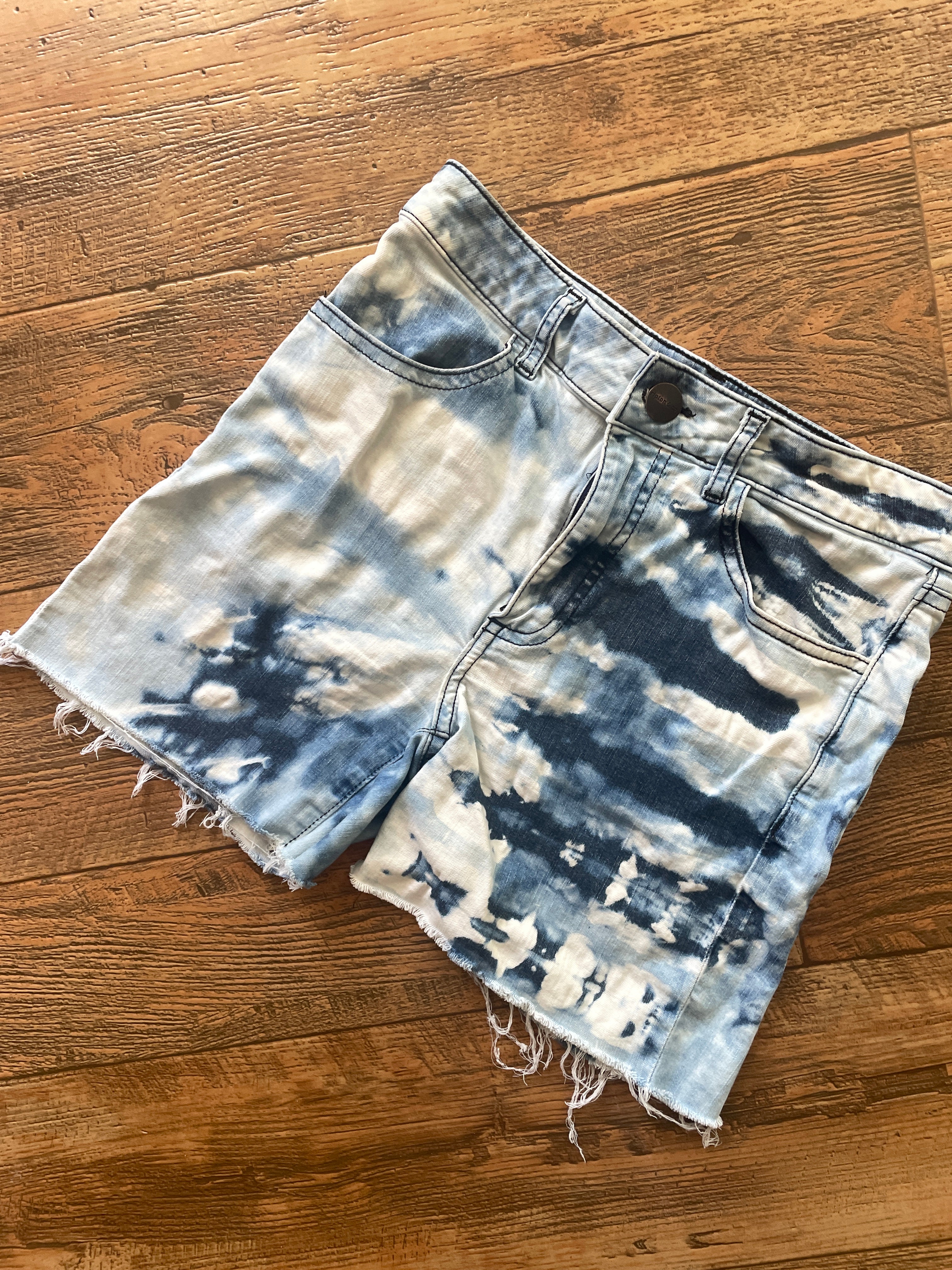 Blue and White Upcycled Ripton Cutoff Jorts (Women's Size 26)